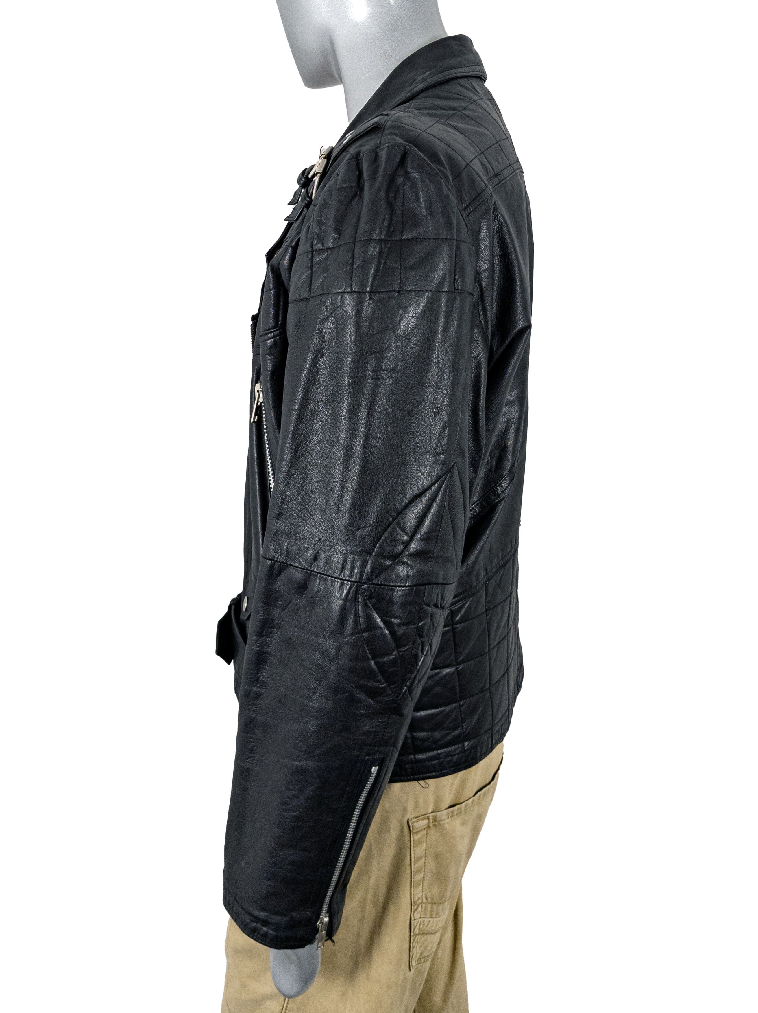 Vintage Vintage 80s Diamond Black Leather Motorcycle Biker Jacket Size US M / EU 48-50 / 2 - 8 Thumbnail