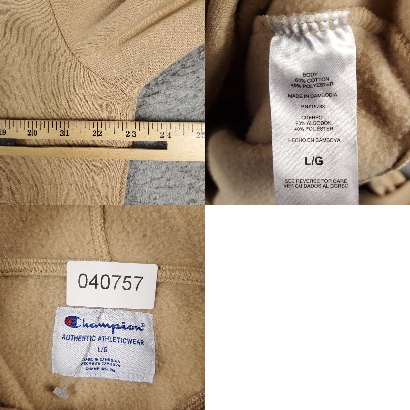 Champion Champion Womens Large Beige Pullover Hoodie Sweatshirt Size L / US 10 / IT 46 - 8 Thumbnail