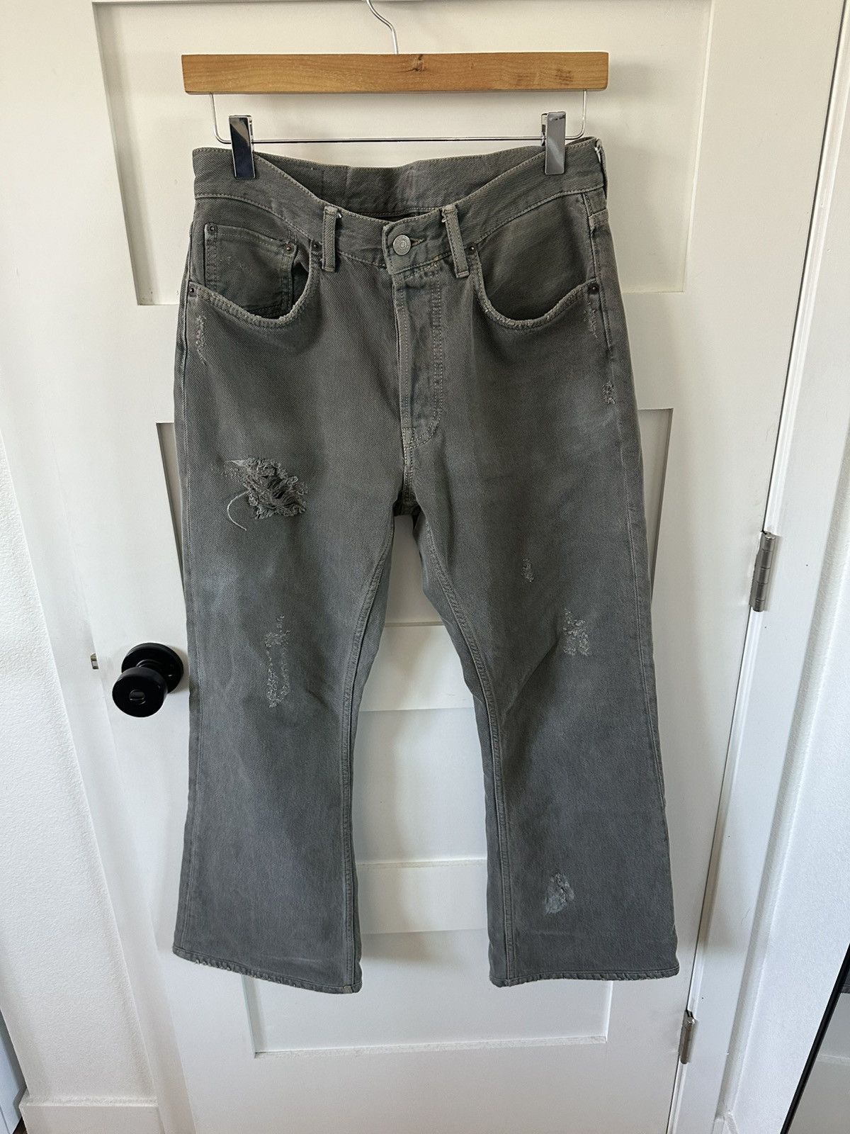 Acne Studios Acne Studios 1992m Desert Dust Destroyed Flared Denim Size US 30 / EU 46 - 3 Thumbnail