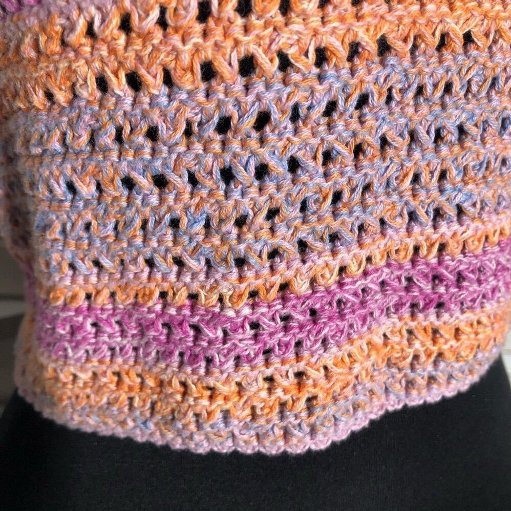 Cotton On Crochet Crop Tank Top Back Zip Knitted Pink/Purple sz M Size L / US 10 / IT 46 - 8 Thumbnail