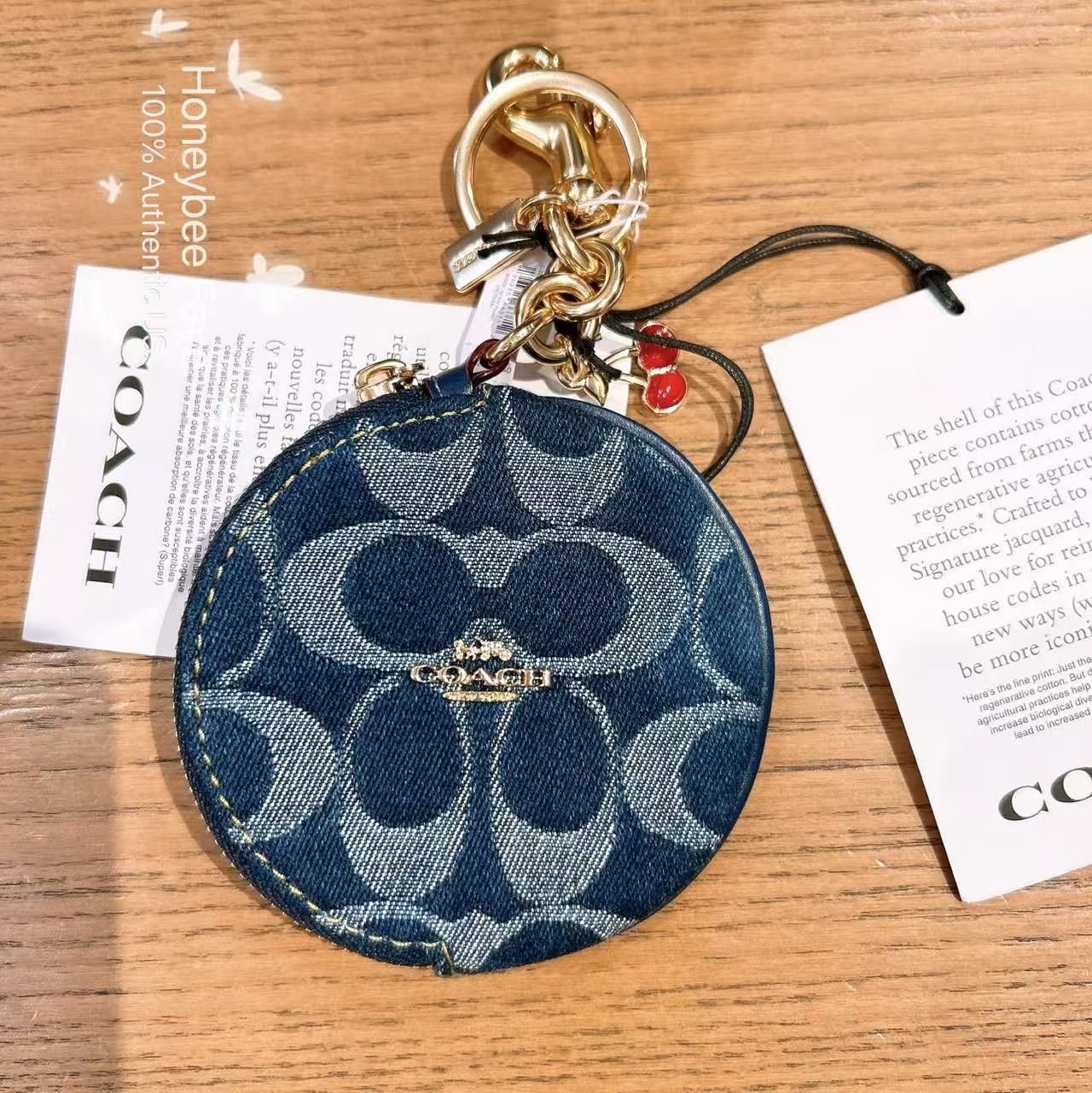 Coach Circular Coin Pouch Bag Charm In Signature Denim CZ256 Size ONE SIZE - 1 Thumbnail
