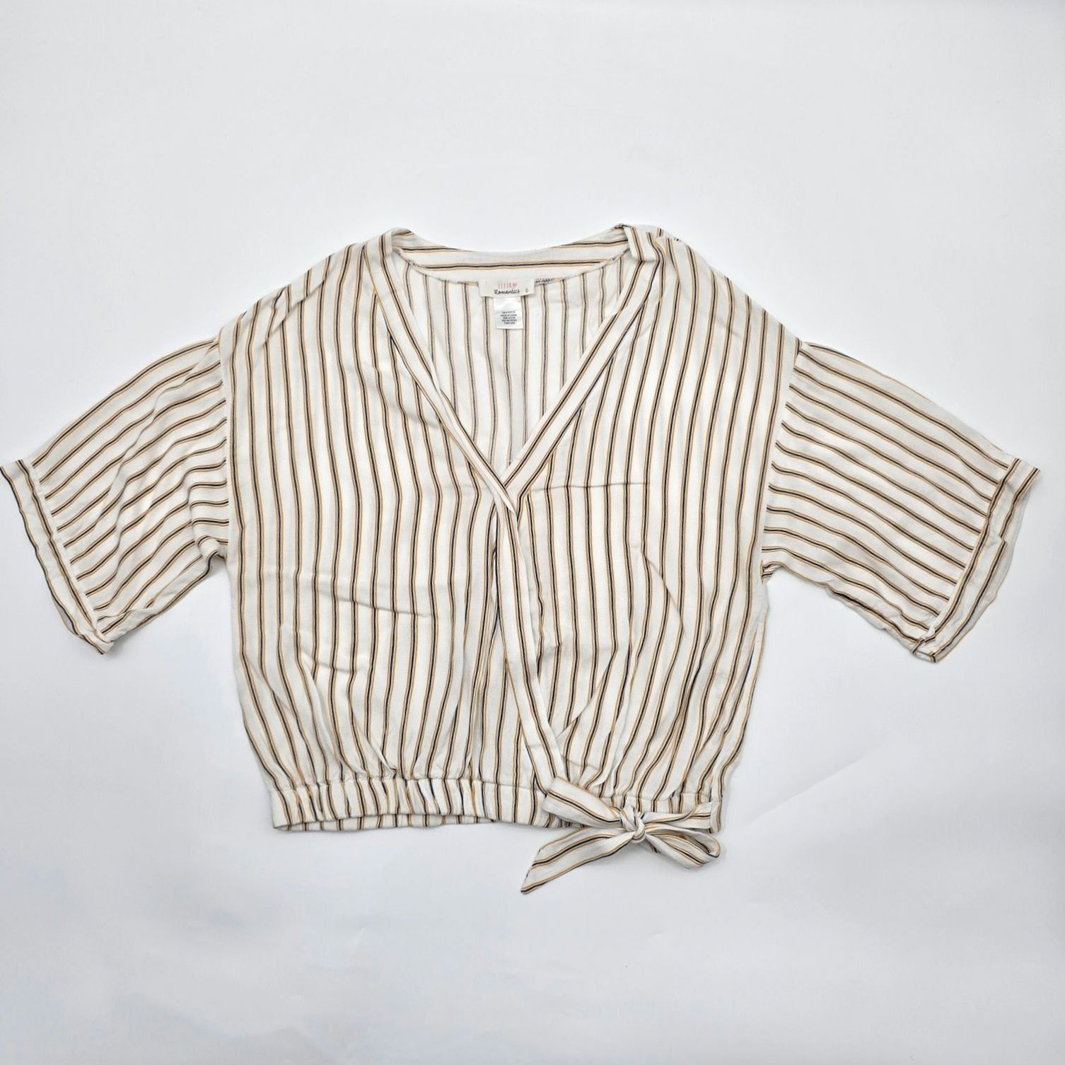 Other Urban Romantics Yellow Striped Cropped Wrapped Top Large Size L / US 10 / IT 46 - 1 Thumbnail