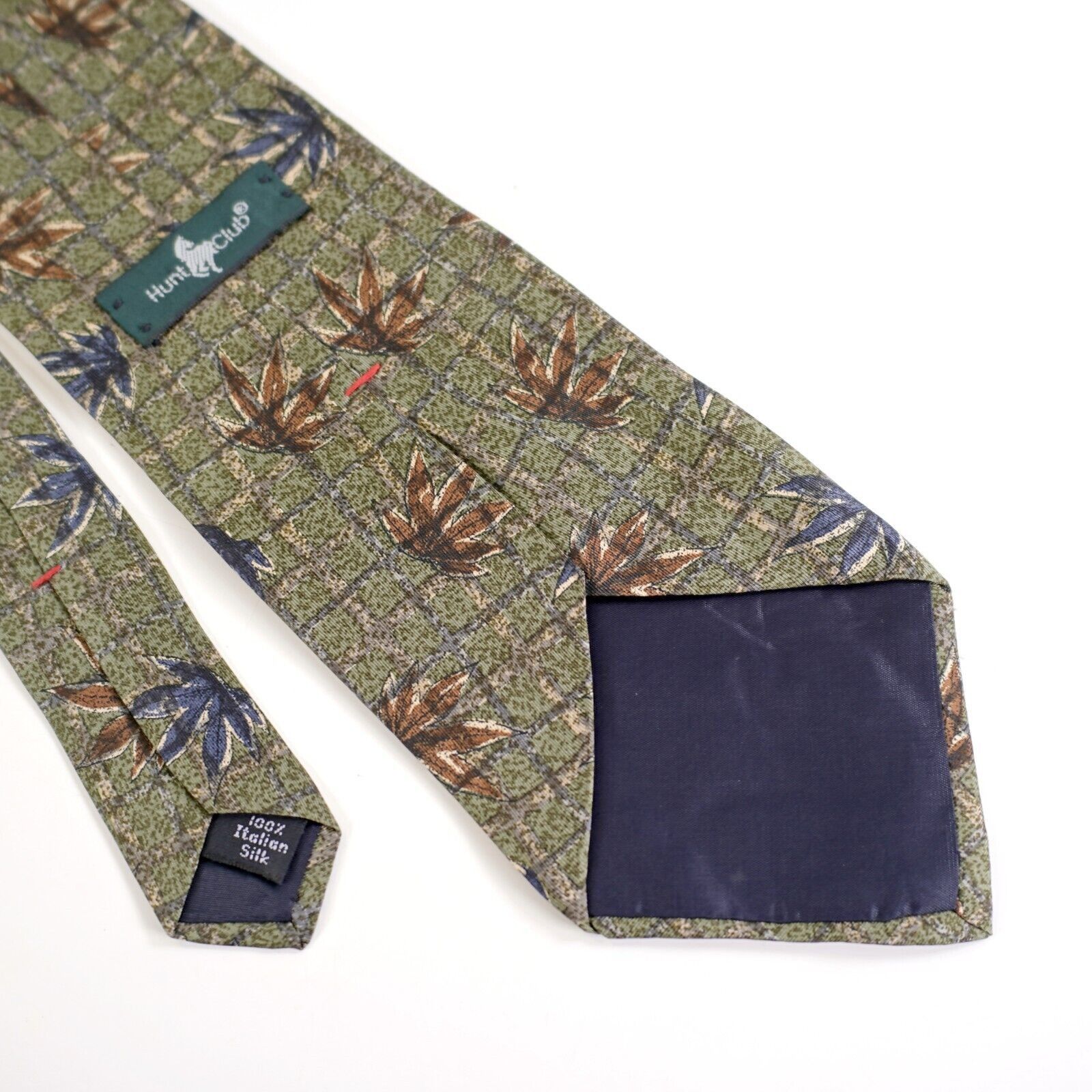 Hunt Club Hunt Club Green Floral Print Short Wide Italian Silk Tie Size ONE SIZE - 5 Thumbnail