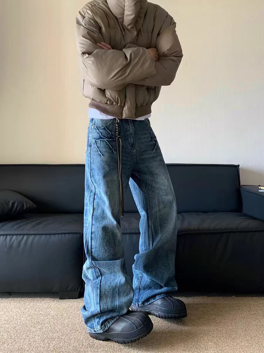 Japanese Brand × Jean Street Hip Hop Washed Straight Leg Micro Flare Jeans Size US 30 / EU 46 - 1 Thumbnail