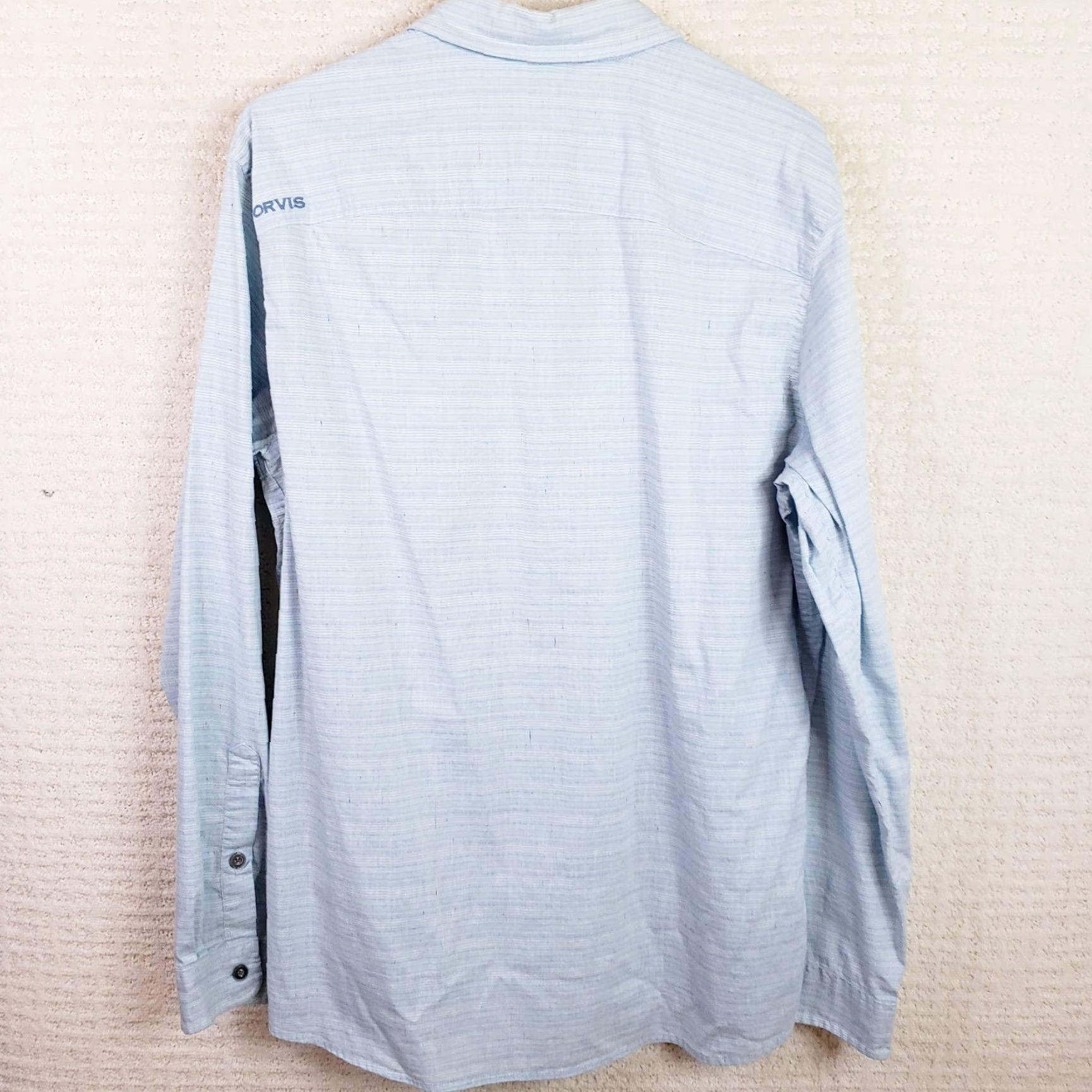 Orvis Orvis Button-Up Shirt M Heathered Blue Long Sleeve Embroidered Chest Pocket Multicolor Blended Cotton Size US M / EU 48-50 / 2 - 7 Thumbnail
