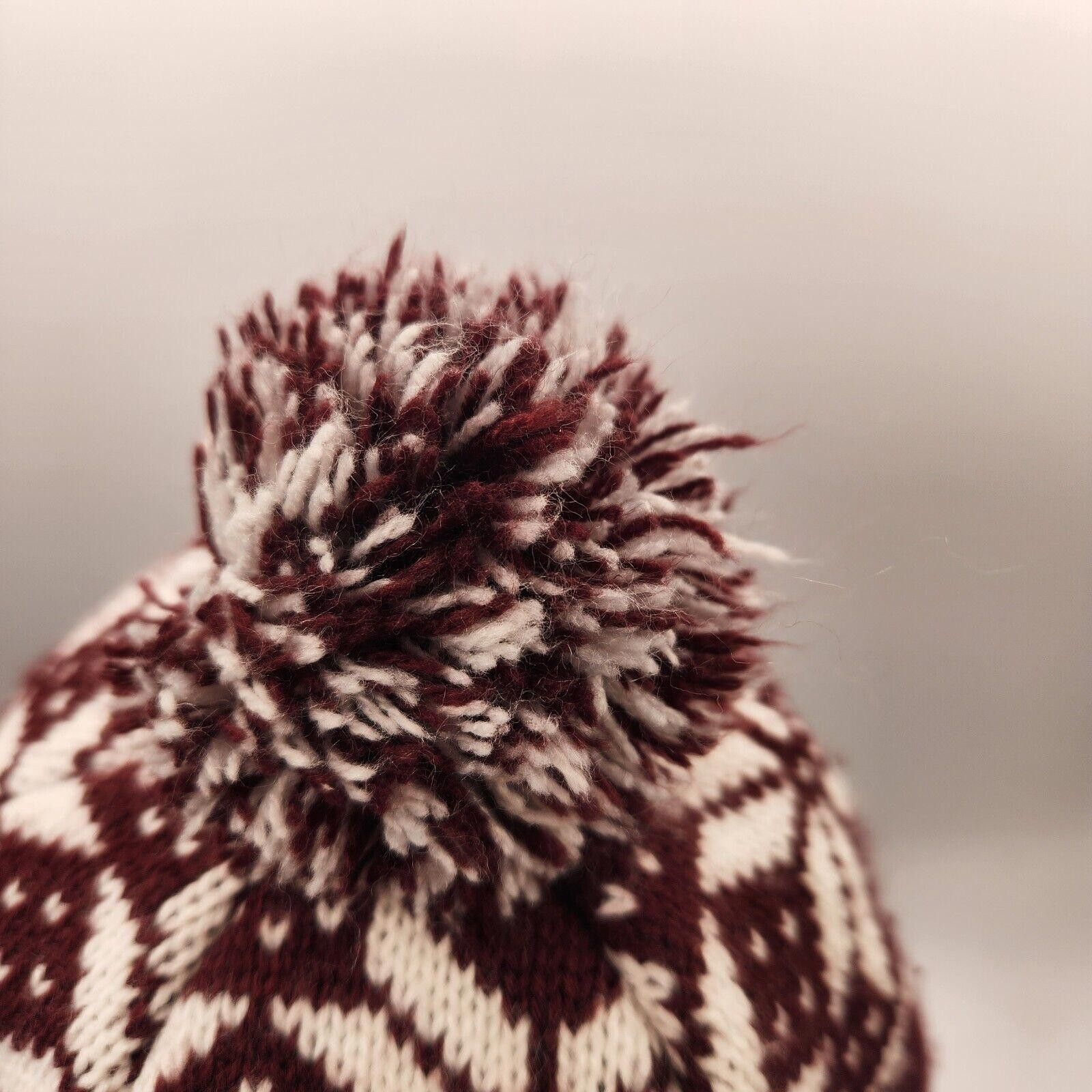 Tommy Hilfiger Tommy Hilfiger Knit Pom Beanie Maroon Unisex Size ONE SIZE - 5 Thumbnail