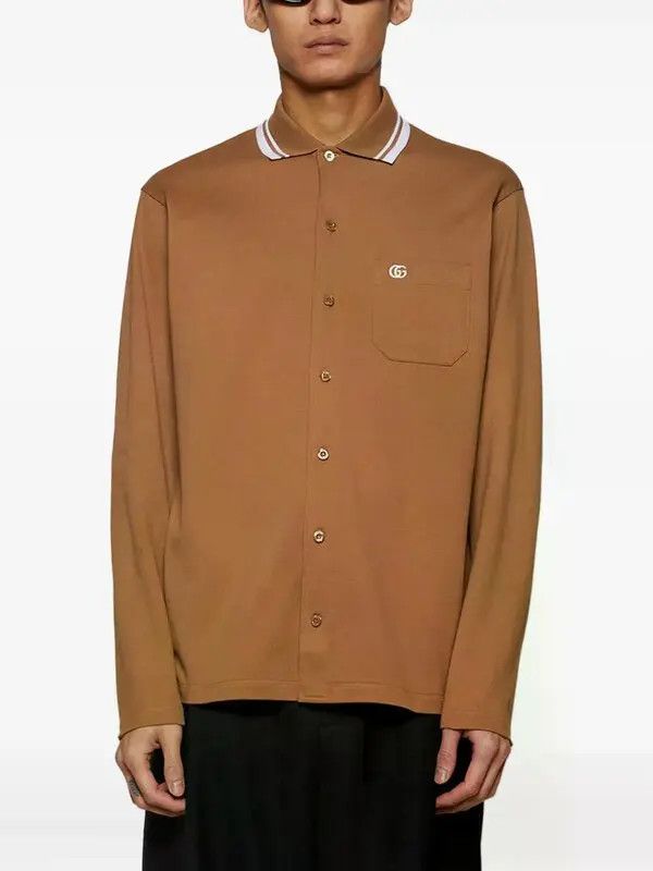 Gucci o1la5ras0626 Cotton Piquet Polo Shirt in Brown Size US M / EU 48-50 / 2 - 3 Thumbnail