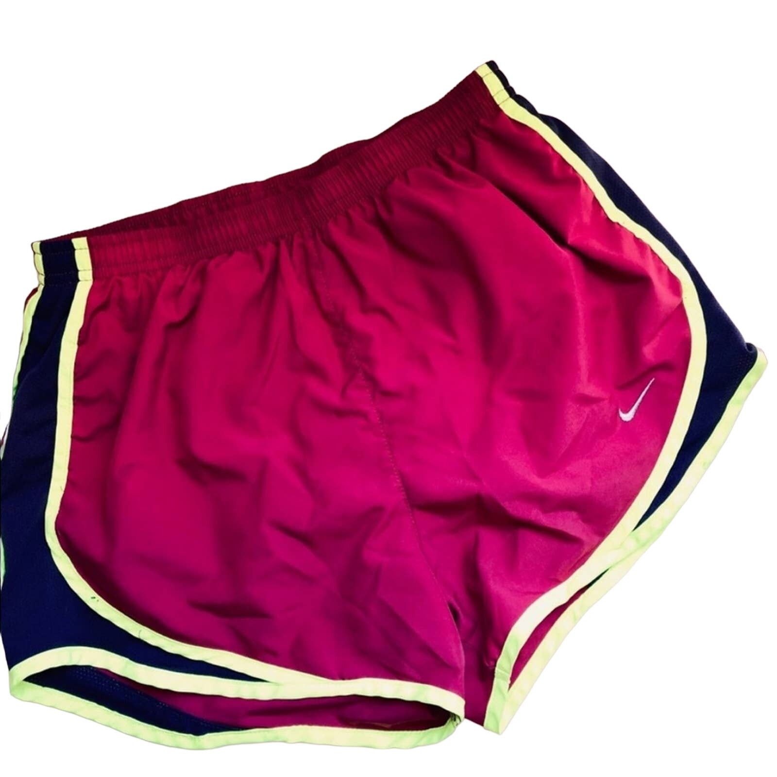 Nike NIKE Dri Fit Mesh Maroon Neon Black White Gym Mini Shorts Size 26" / US 2 / IT 38 - 1 Thumbnail