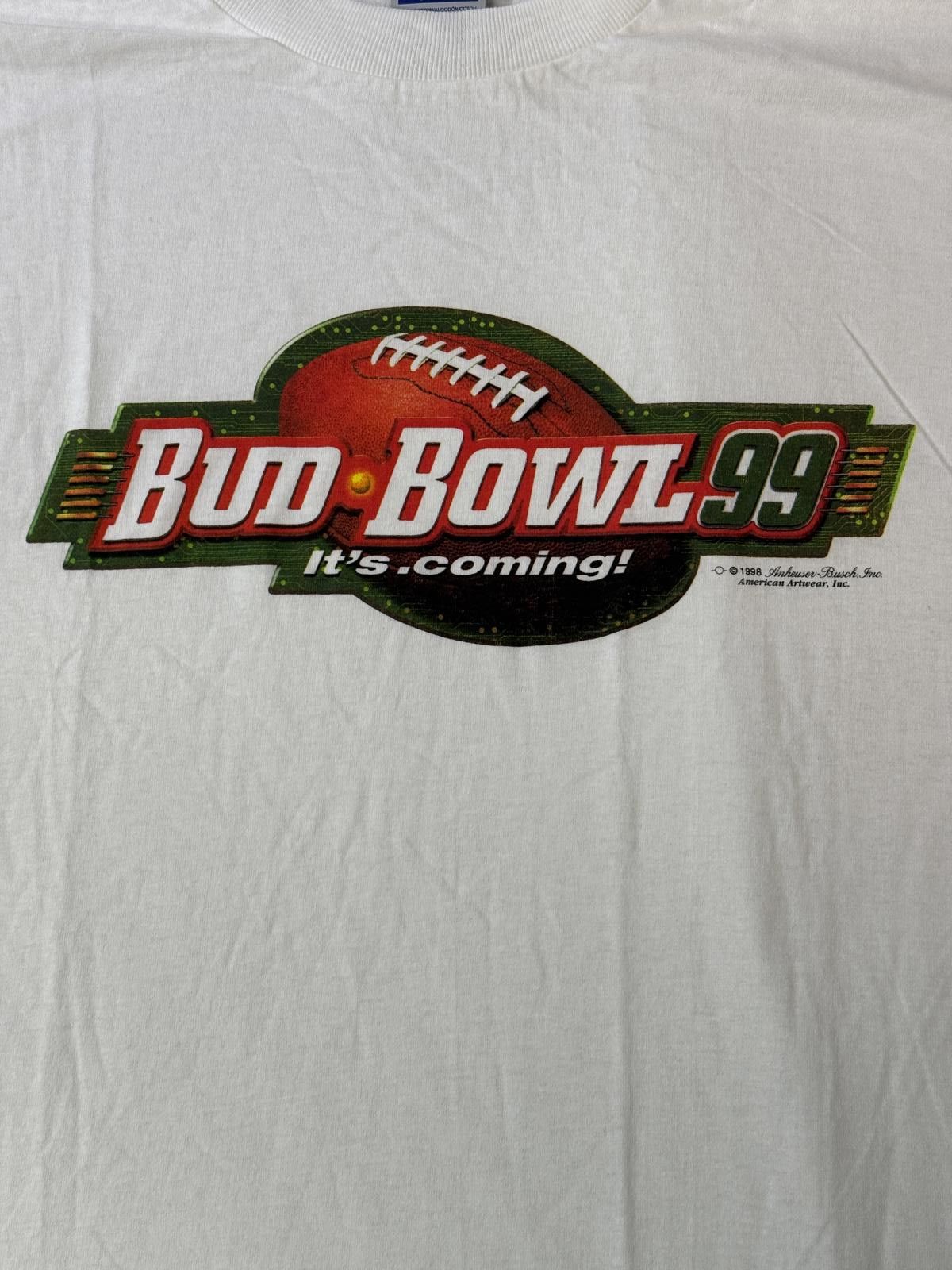 Tultex VTG Budweiser Super Bowl T-shirt Bud Bowl 1999 It's Coming Size US XL / EU 56 / 4 - 3 Thumbnail