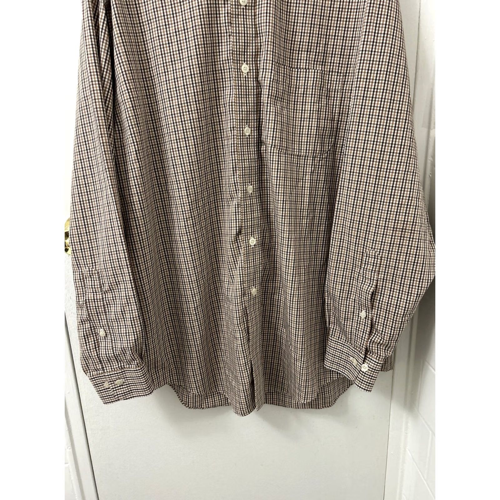 Brooks Brothers Brooks Brothers Original Polo Shirt Mens Medium Brown Plaid Regular Fit Non Iron Shirt Size US M / EU 48-50 / 2 - 3 Thumbnail