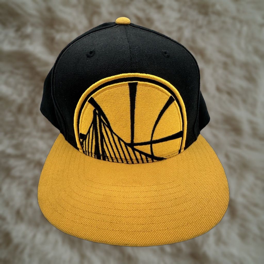 Mitchell & Ness Mitchell & Ness Black NBA Golden State Warriors Snapback Hat Cap Adult Unisex 90s Retro College Sports USA Tailored Fit Adjustable Size ONE SIZE - 1 Thumbnail