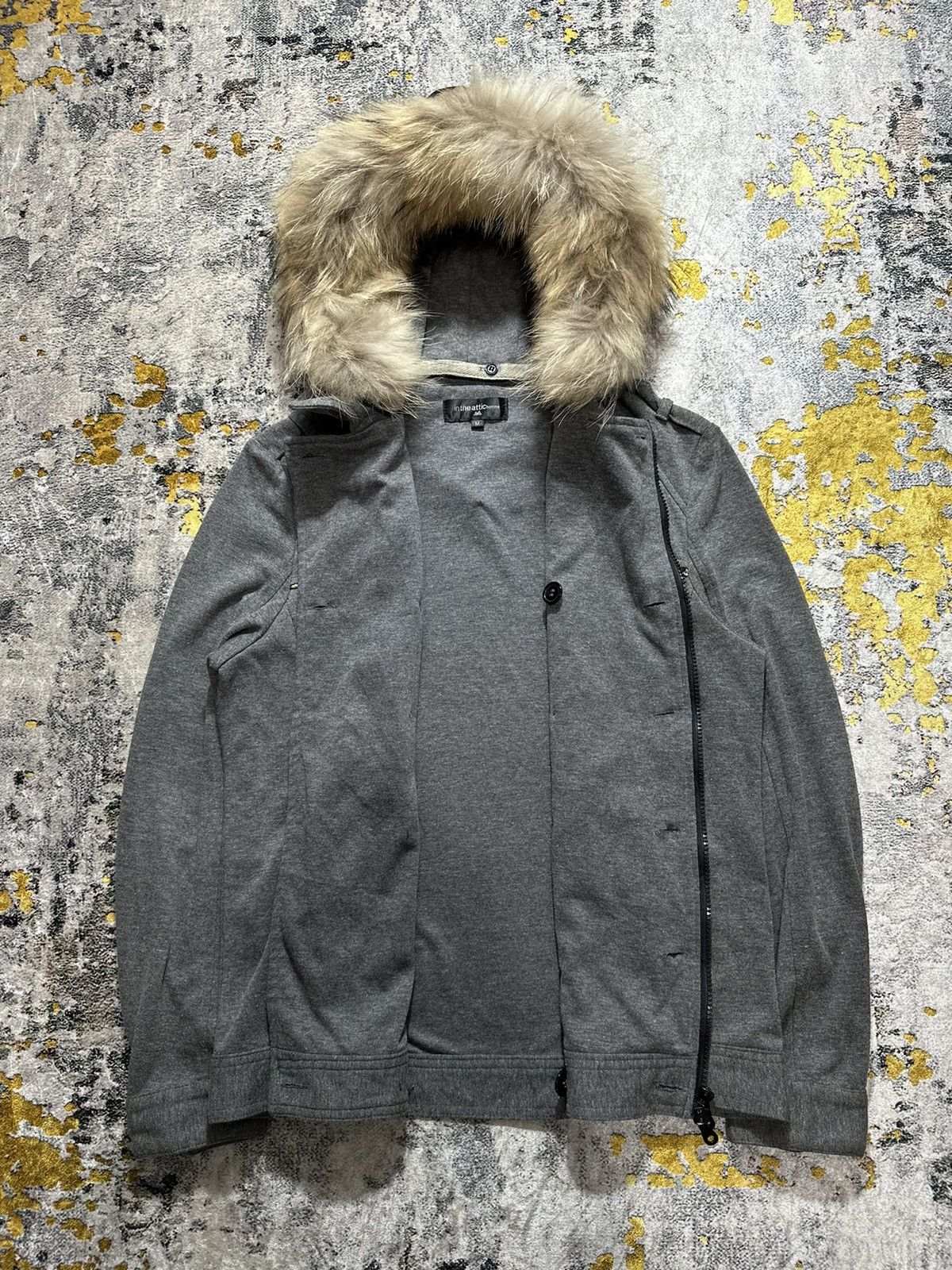 In The Attic ASSYMETRICAL IN THE ATTIC FUR HOODIE JACKET IFSIX LGB STYLE Size US M / EU 48-50 / 2 - 7 Thumbnail