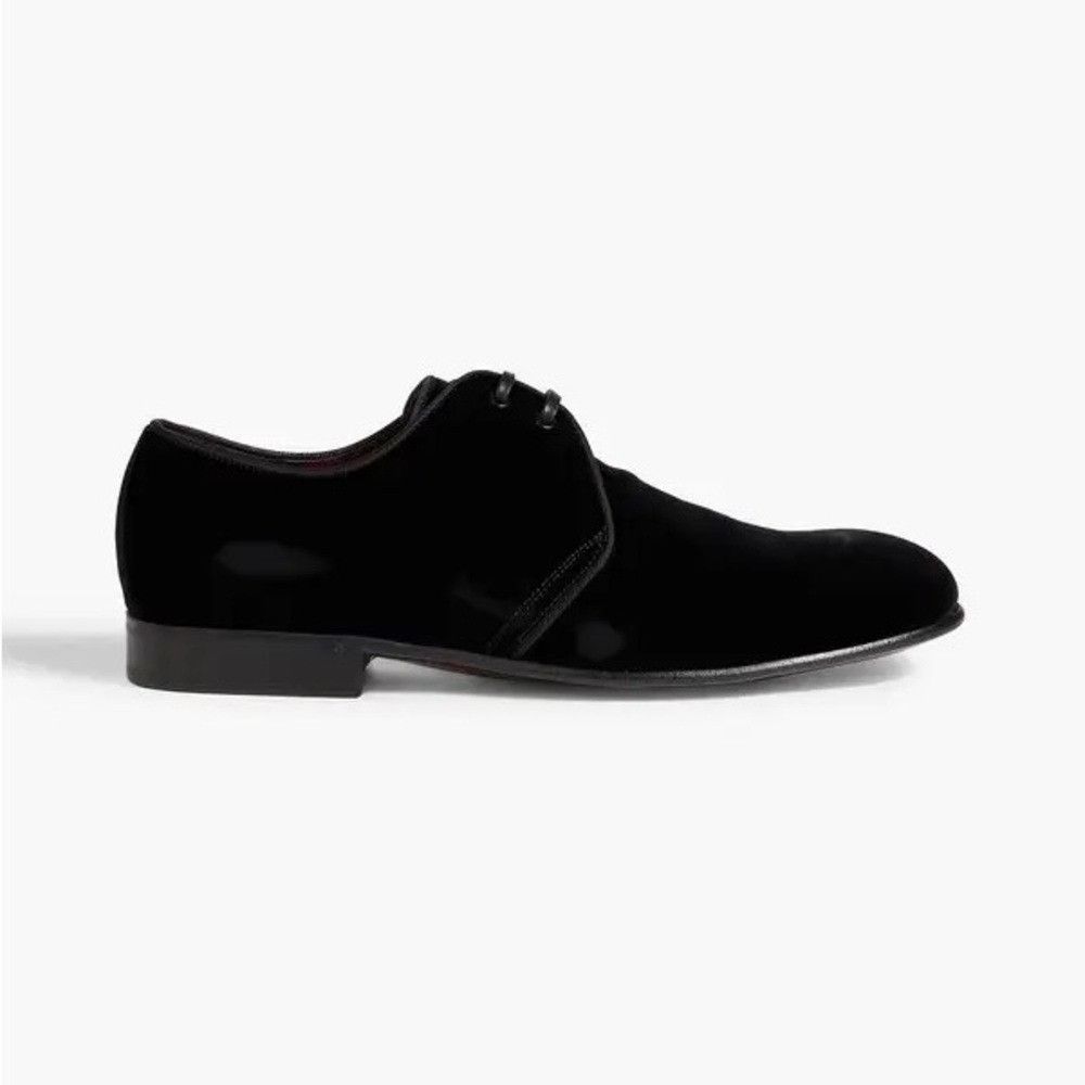 Dolce & Gabbana Dolce & Gabbana Velvet Derby Lace-Up Shoes Black Men’s Size Size US 7.5 / EU 40-41 - 1 Thumbnail