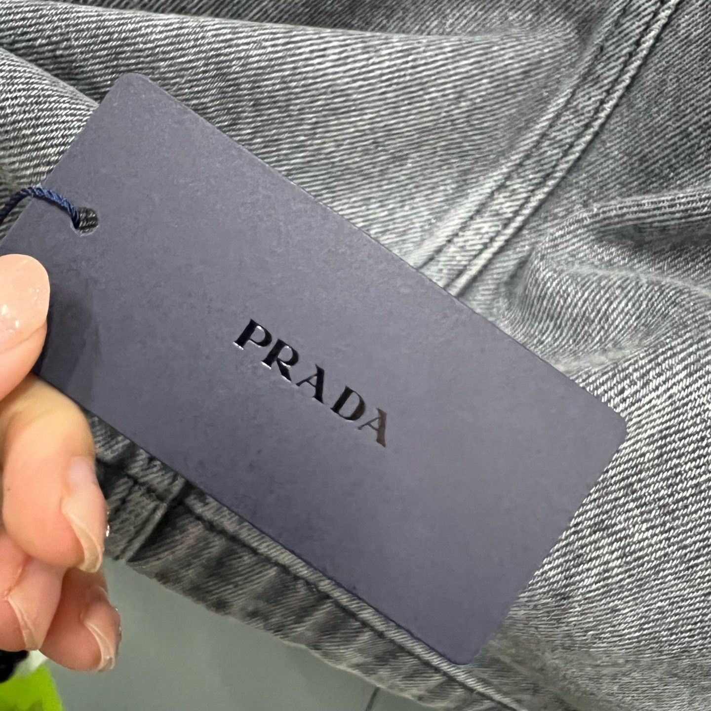 Prada Prada Gray Washed Triangle Logo Denim Shirt Size US M / EU 48-50 / 2 - 6 Thumbnail