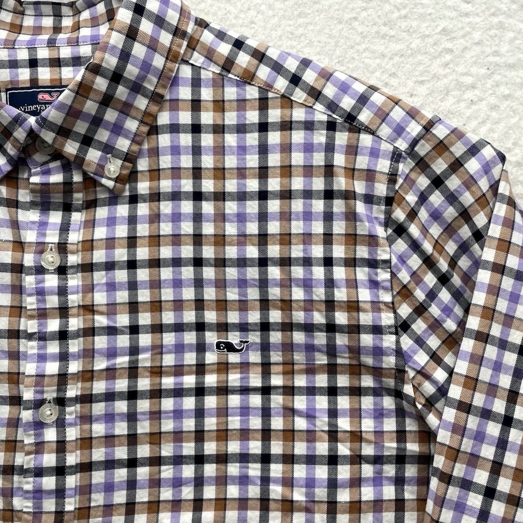 Vineyard Vines Vineyard Vines Whale Shirt Mens L Plaid Button-Up Classic Fit Multicolor Brown Purple Size US L / EU 52-54 / 3 - 4 Thumbnail