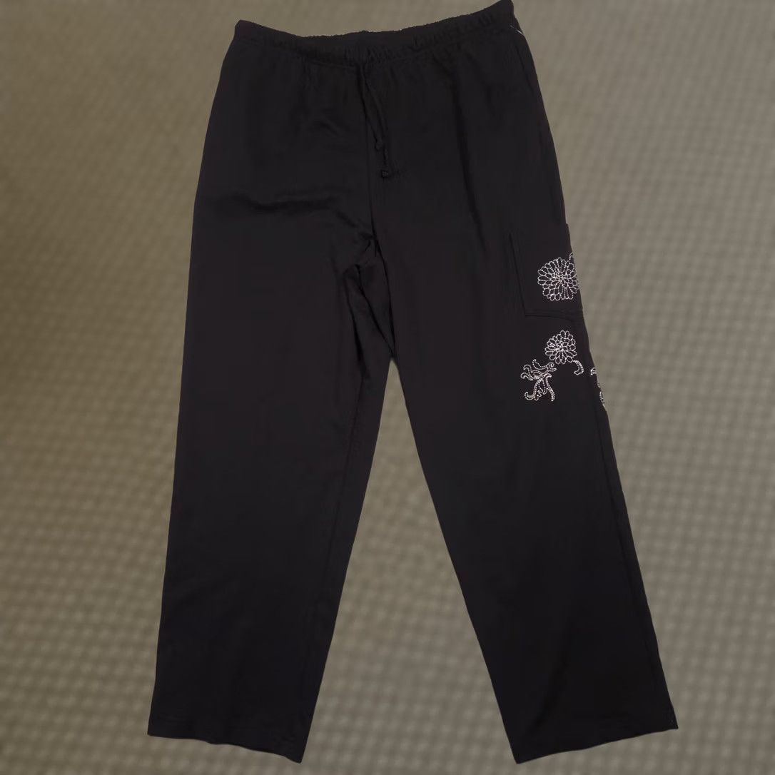 Vintage Breckenridge Sweatpants Womens XL Black Jersey Floral Rhinestone Fall Blooms Size XL / US 12-14 / IT 48-50 - 1 Thumbnail