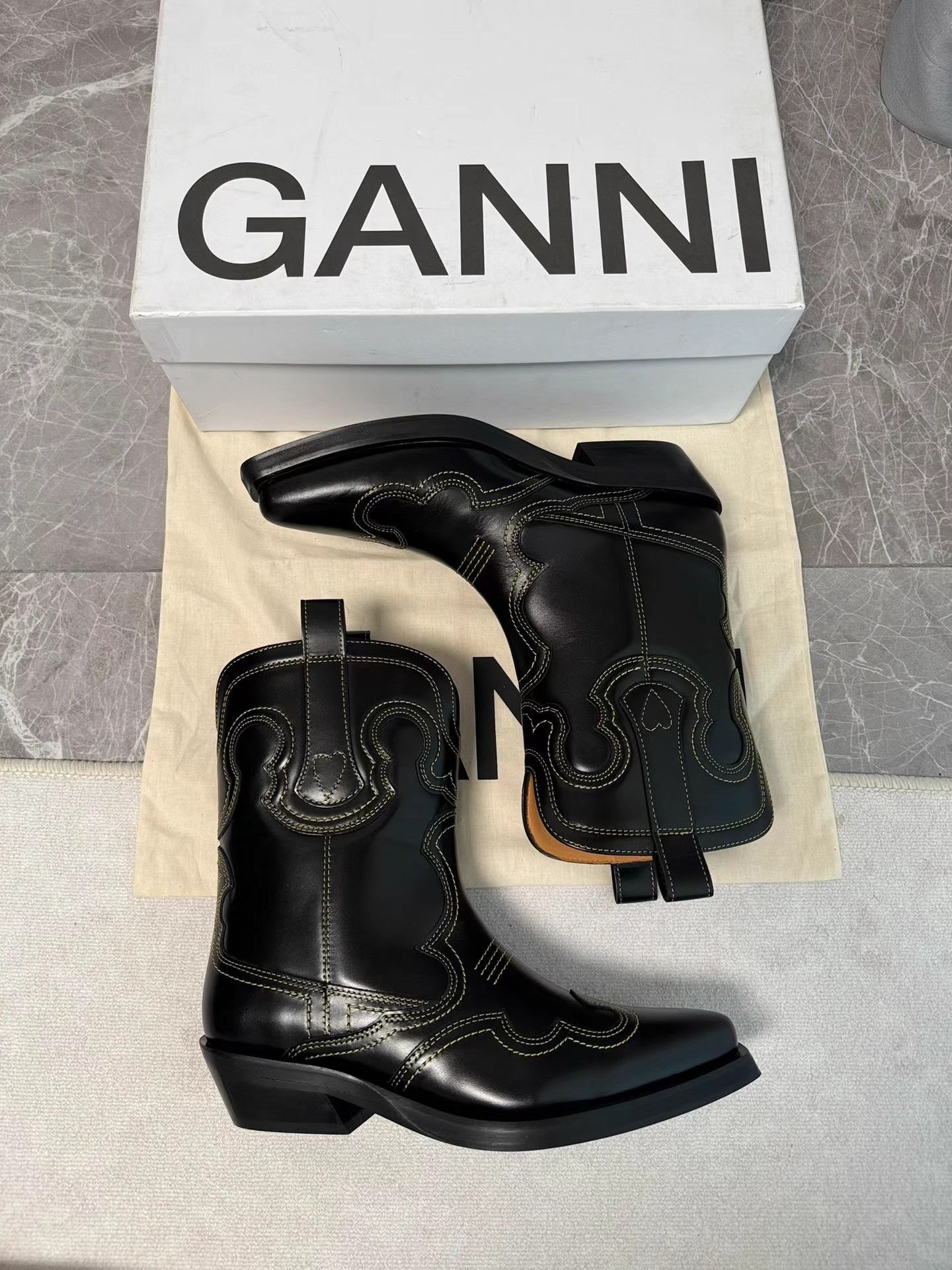 Ganni GANNI Black Western Boots K6 Size US 7 / IT 37 - 6 Thumbnail