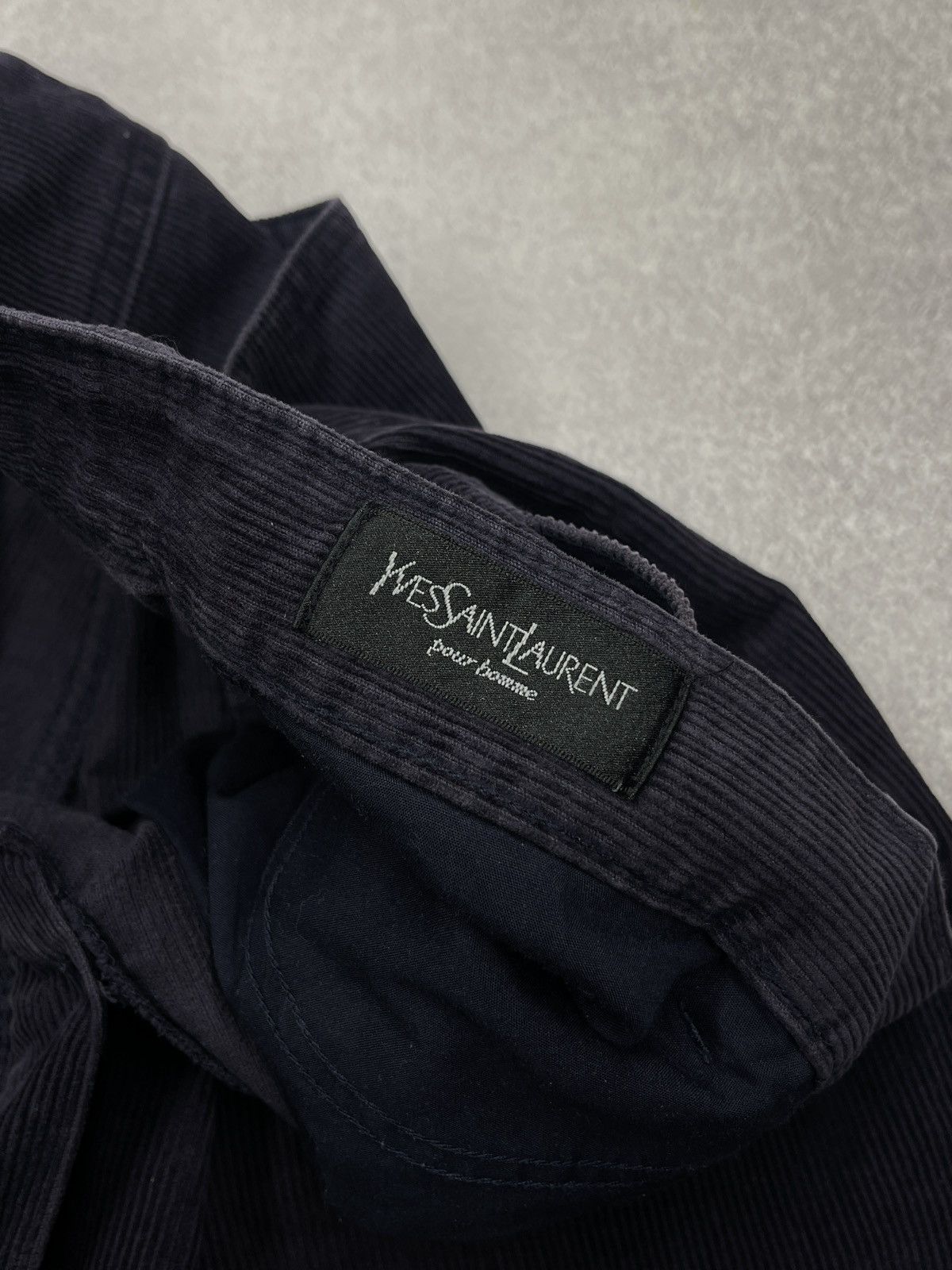 Yves Saint Laurent Vintage Yves Saint Laurent Corduroy Pants Purple Big Logo Size US 32 / EU 48 - 10 Thumbnail