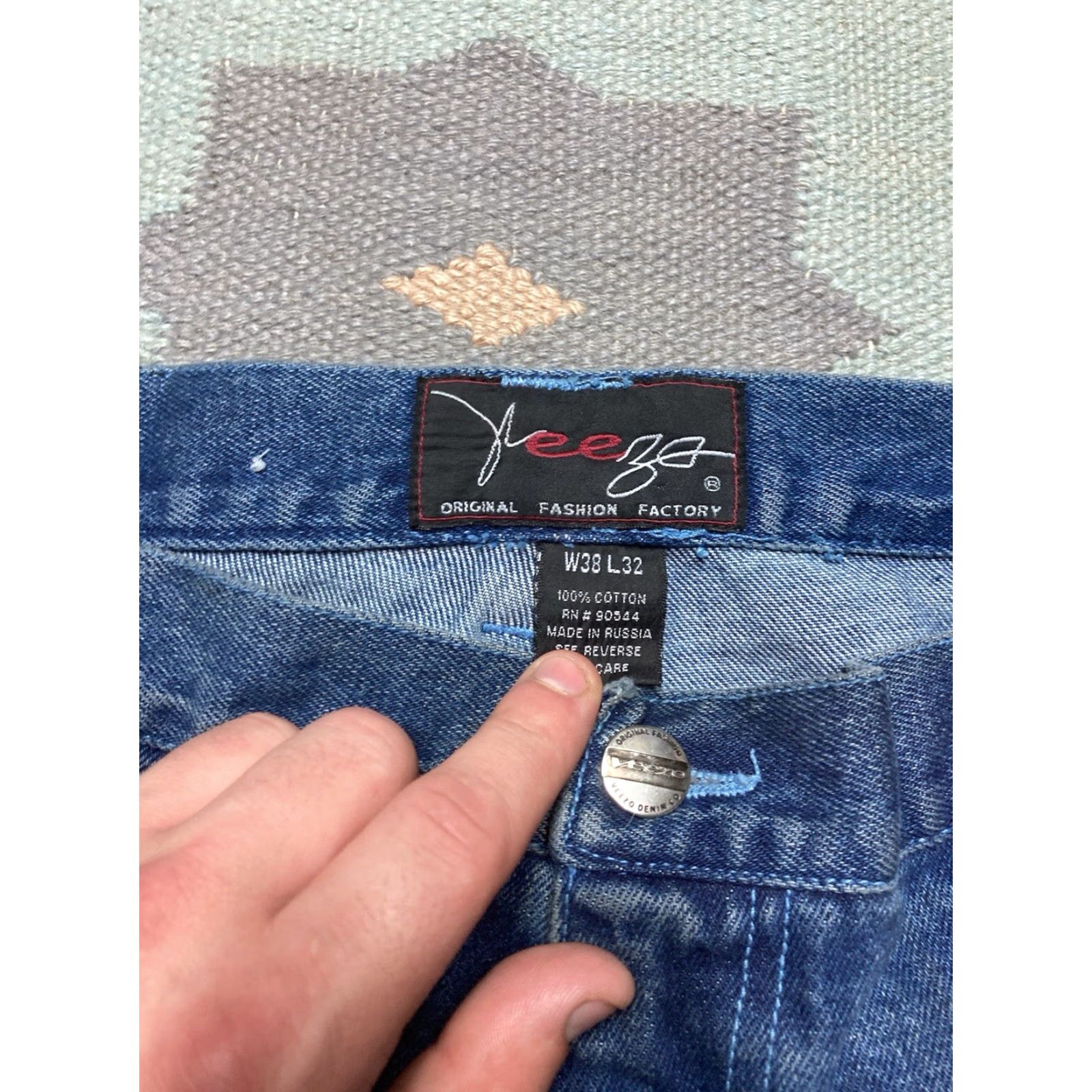 JNCO VINTAGE Jeans Men's 38x32 Blue Wide-Leg Hip Hop JNCO Style Baggy Carpenter Skater 90s 2000s Era Jeans with Zippers Side Size US 38 / EU 54 - 7 Thumbnail