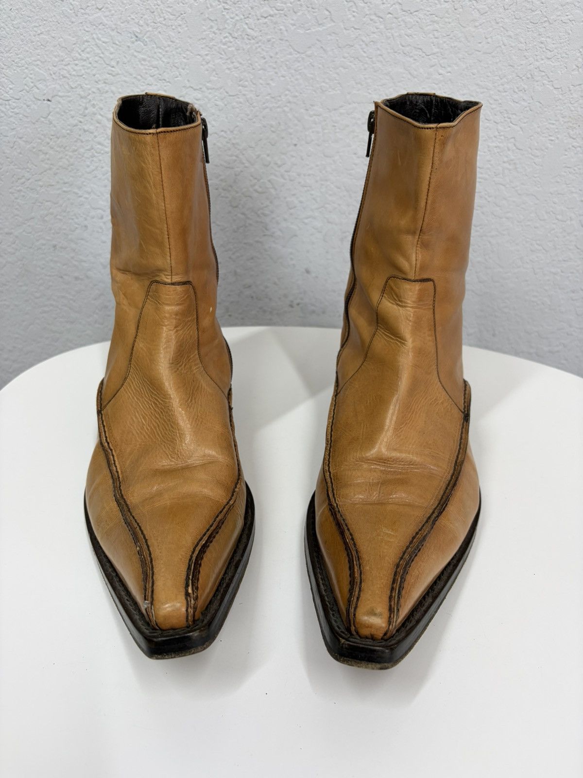 Hedi Slimane Vintage Camel Leather Zip Boots Guidi CCP Rick Owens Style Size US 11 / EU 44 - 6 Thumbnail