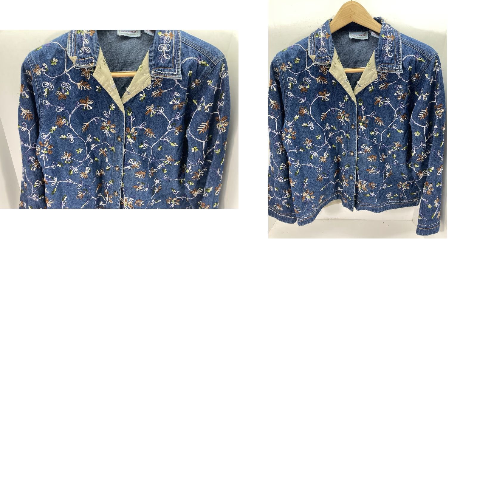 Denime VINTAGE Jane Ashley Denim Shirt Jacket Women Medium Blue Embroidered Long Sleeve Shirt Mens Womens Boys Girls Size M / US 6-8 / IT 42-44 - 9 Thumbnail