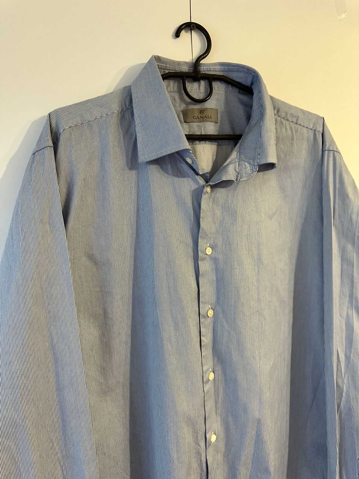 Canali Canali Luxury Striped Cotton Long Sleeve Shirt Made in Italy Size US XL / EU 56 / 4 - 2 Thumbnail