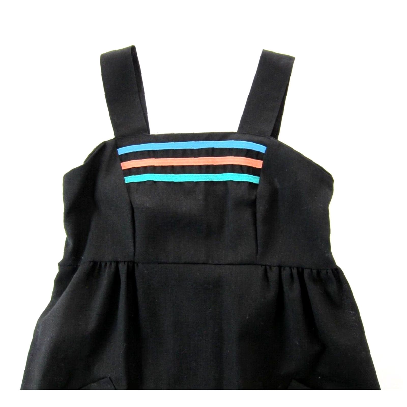 Vintage VINTAGE Black Orange Blue Green Cotton Pocket Tank Sun Apron Dress Medium Size M / US 6-8 / IT 42-44 - 3 Thumbnail