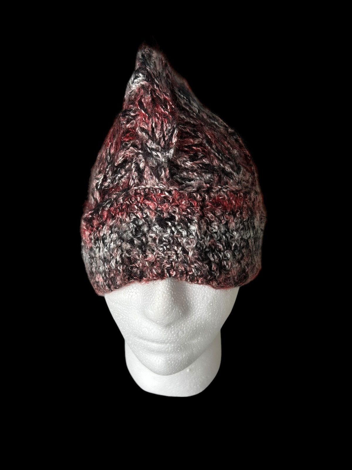 14th Addiction × Japanese Brand Punk Bondage Style Crochet Knitted Handmade fur Beanie Hats☠️ Size ONE SIZE - 3 Thumbnail