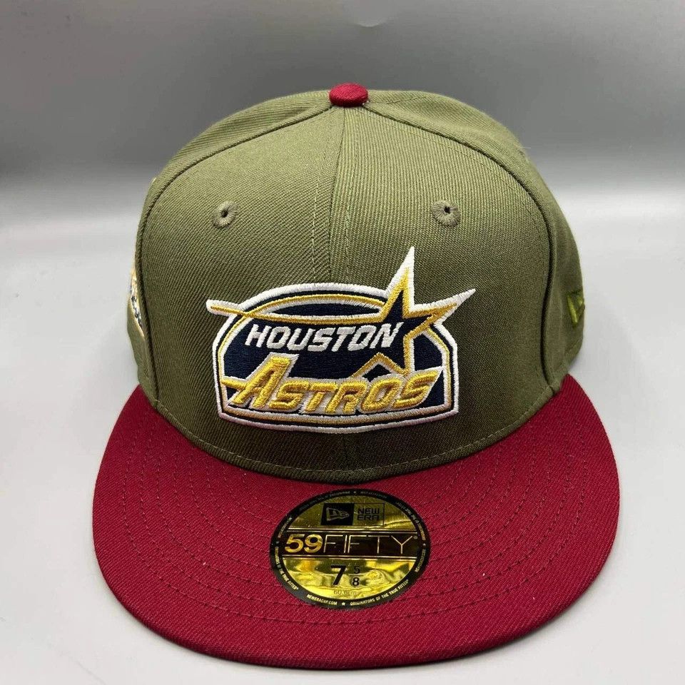 New Era Houston Astros Hat Men 7 5/8 59Fifty New Era MLB Fitted Cap Size ONE SIZE - 4 Thumbnail