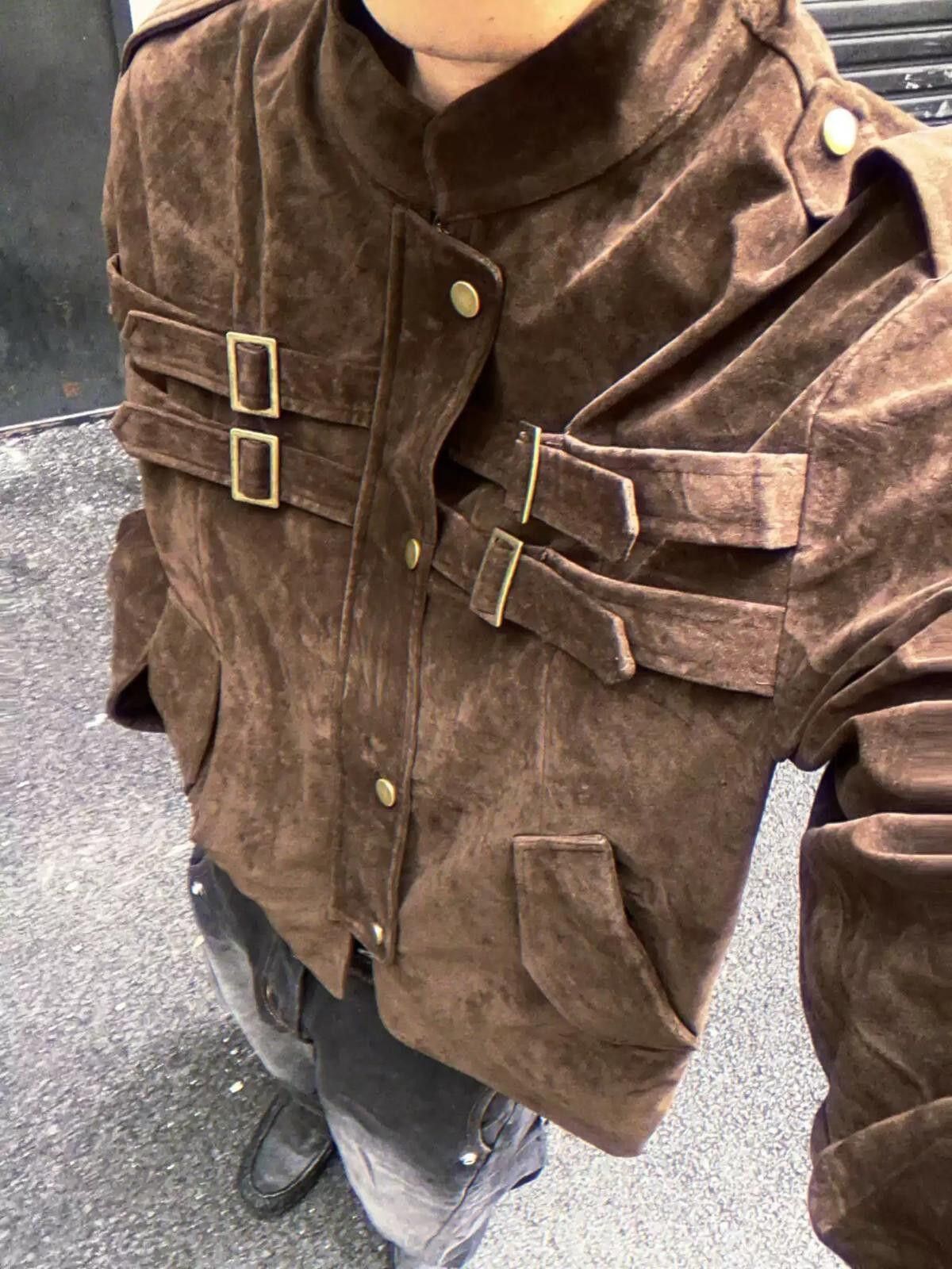 Vintage Brown Vintage Military Style Buckle Jacket, Casual Outerwear Size US M / EU 48-50 / 2 - 4 Thumbnail