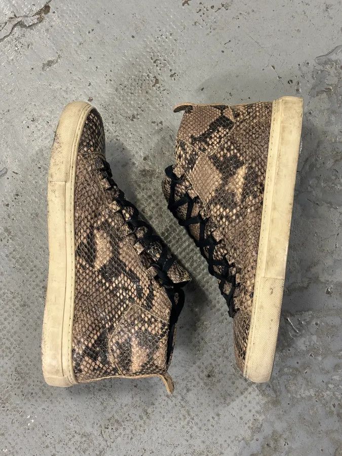 Vintage Balenciaga Arena Beige Python Leather High Sneakers Size US 10 / EU 43 - 2 Thumbnail