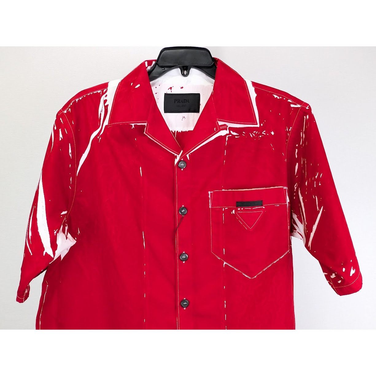 Prada o1rshd1 Popeline Shirt in Rosso Size US S / EU 44-46 / 1 - 6 Thumbnail