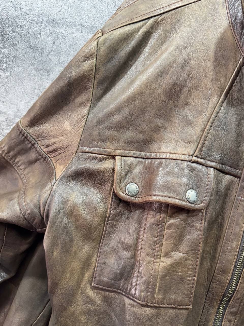 Genuine Leather Aviatrix Vintage Men's Brown Leather Bomber Biker Jacket Size US XXL / EU 58 / 5 - 14 Thumbnail