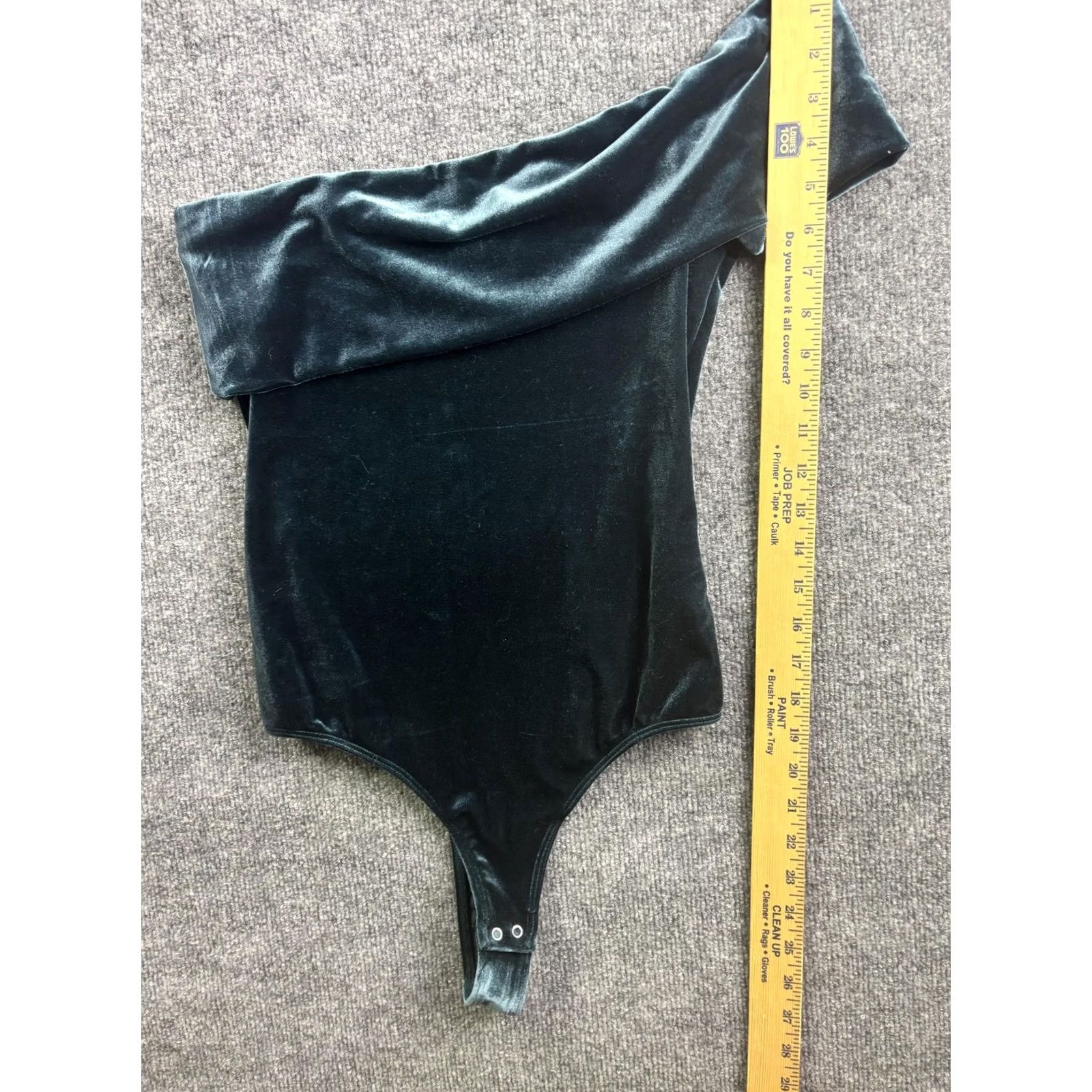 Agolde AGOLDE Bree Bodysuit Womens M Green Velvet One Shoulder Thong Snap Bodysuit Size M / US 6-8 / IT 42-44 - 2 Thumbnail