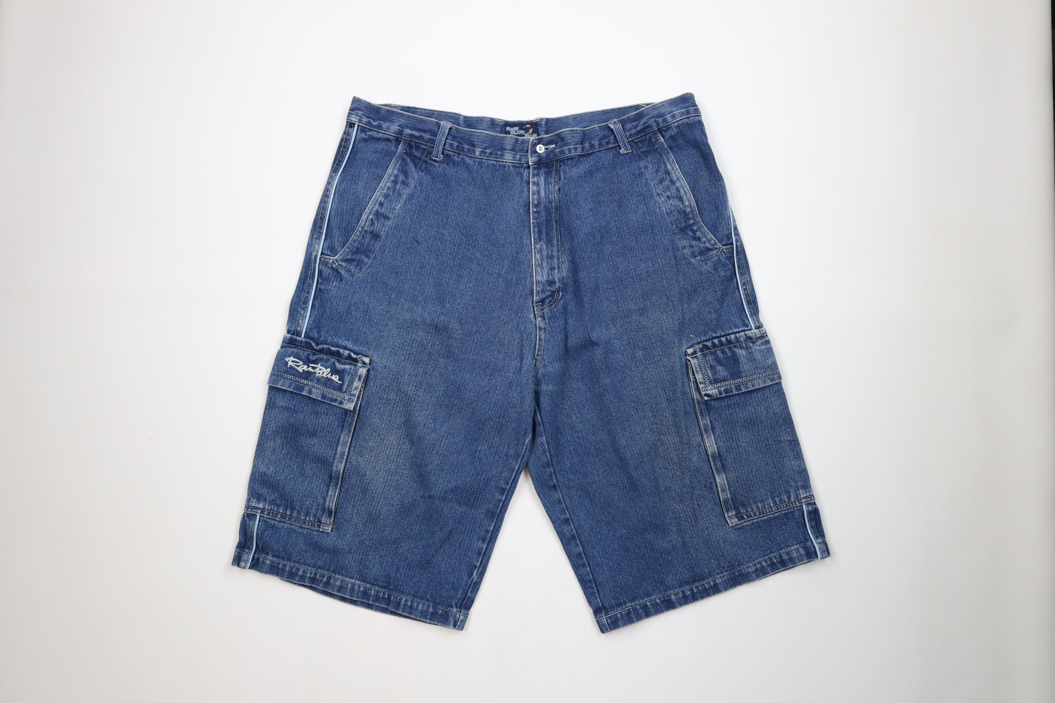 Vintage Vintage 90s Y2K Streetwear Baggy Hip Hop Denim Cargo Shorts Size US 40 / EU 56 - 1 Thumbnail