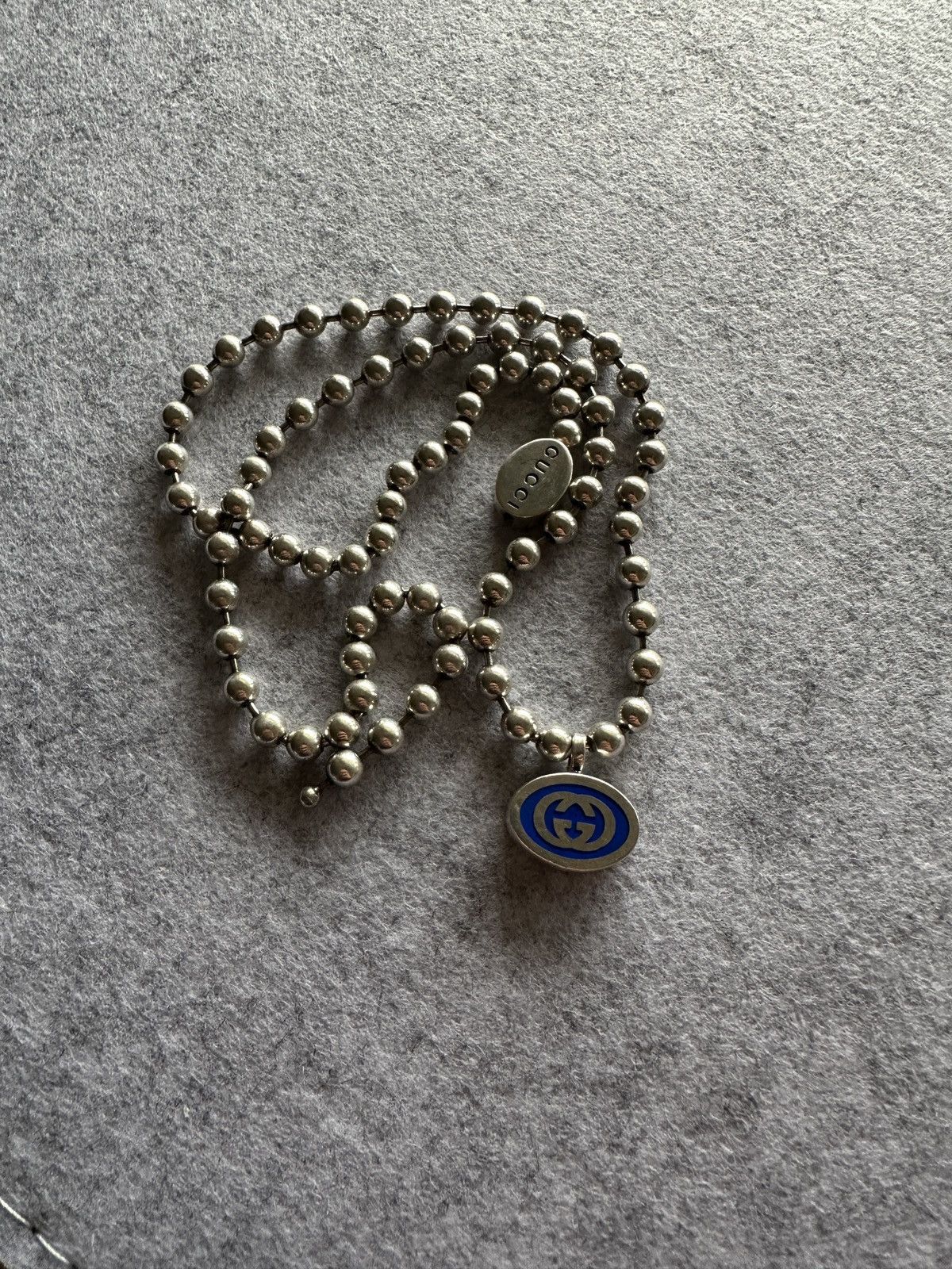 Gucci Gucci Sterling Silver & Enamel Interlocking GG Logo Necklace Size ONE SIZE - 6 Thumbnail