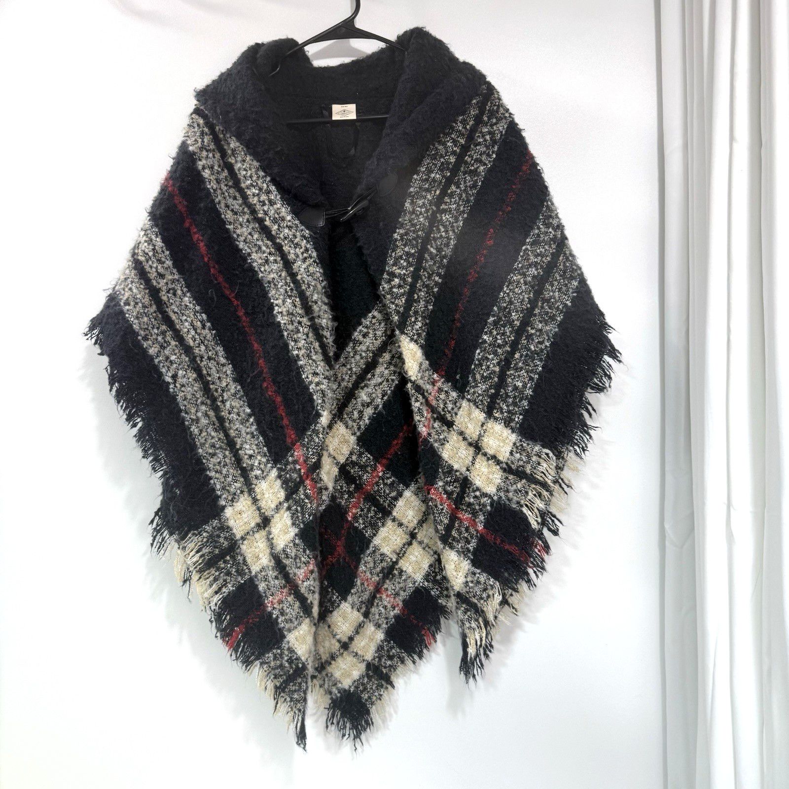 St. Johns Bay St John's Bay Shawl Wrap Wo's Plaid Fringe Poncho Scarf Size ONE SIZE - 2 Thumbnail
