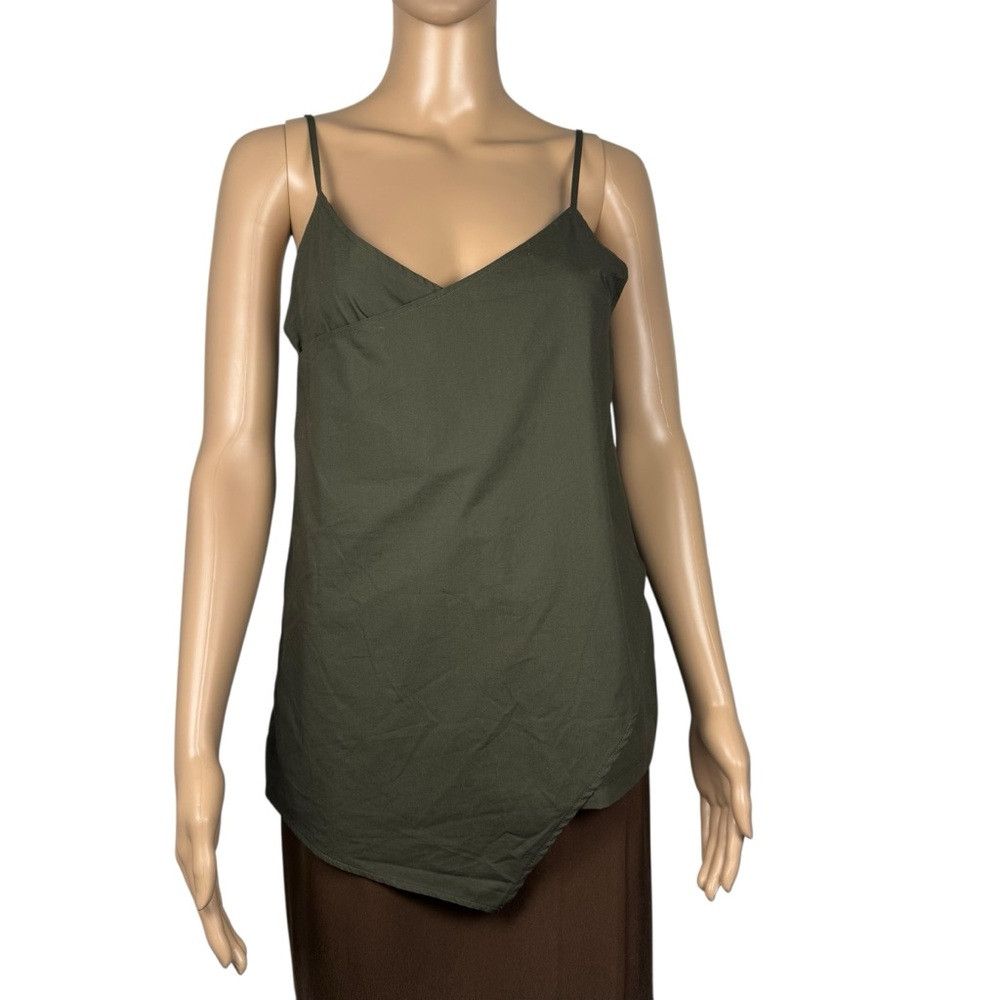 Zara NWT New ZARA Asymmetric Cotton Dark Green Top Size S Size S / US 4 / IT 40 - 4 Thumbnail