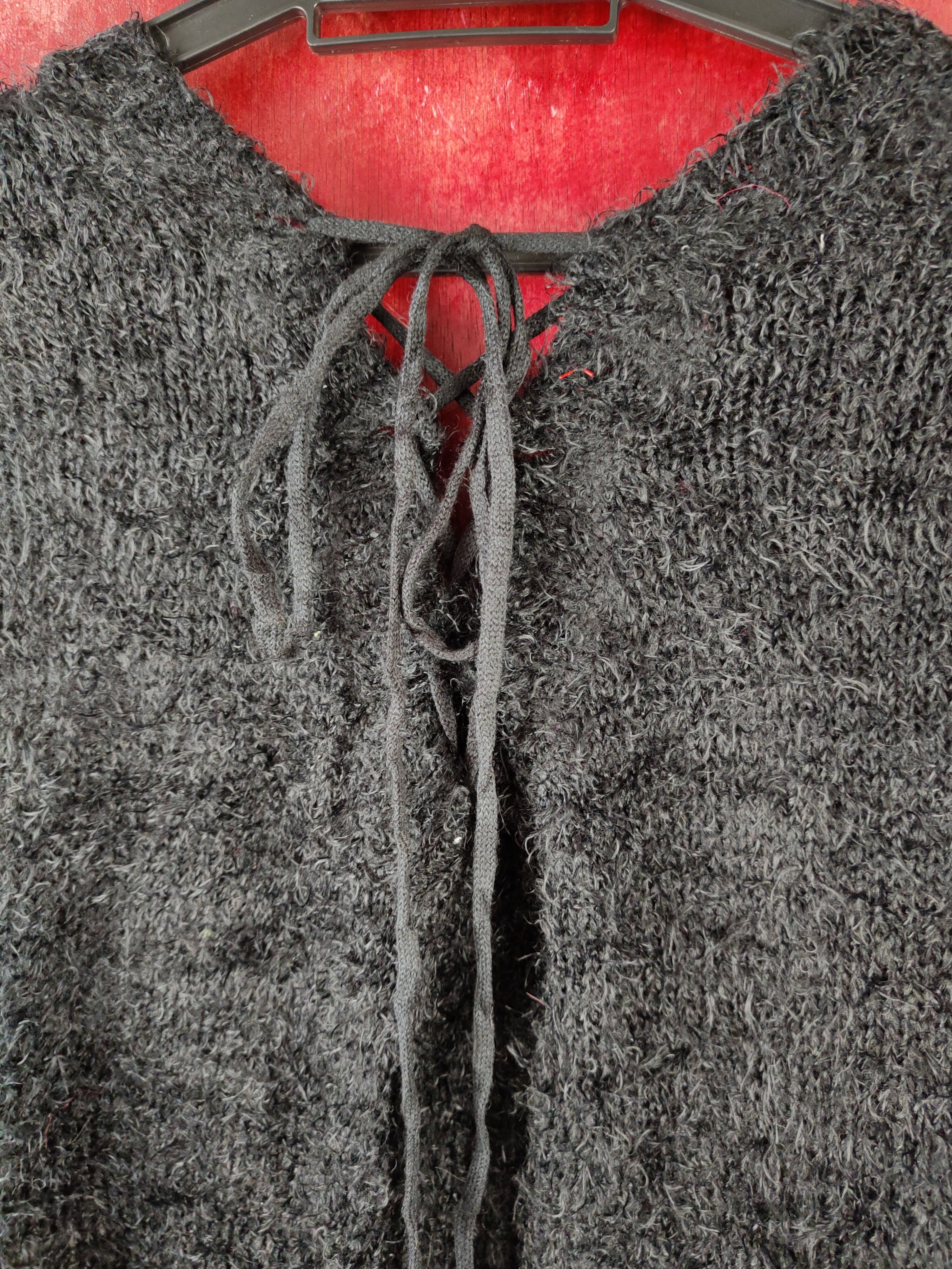 Homespun Knitwear Dialle&Laisenn Black Shag Shaggy Fur Mohair Knitwear #S2193 Size L / US 10 / IT 46 - 8 Thumbnail