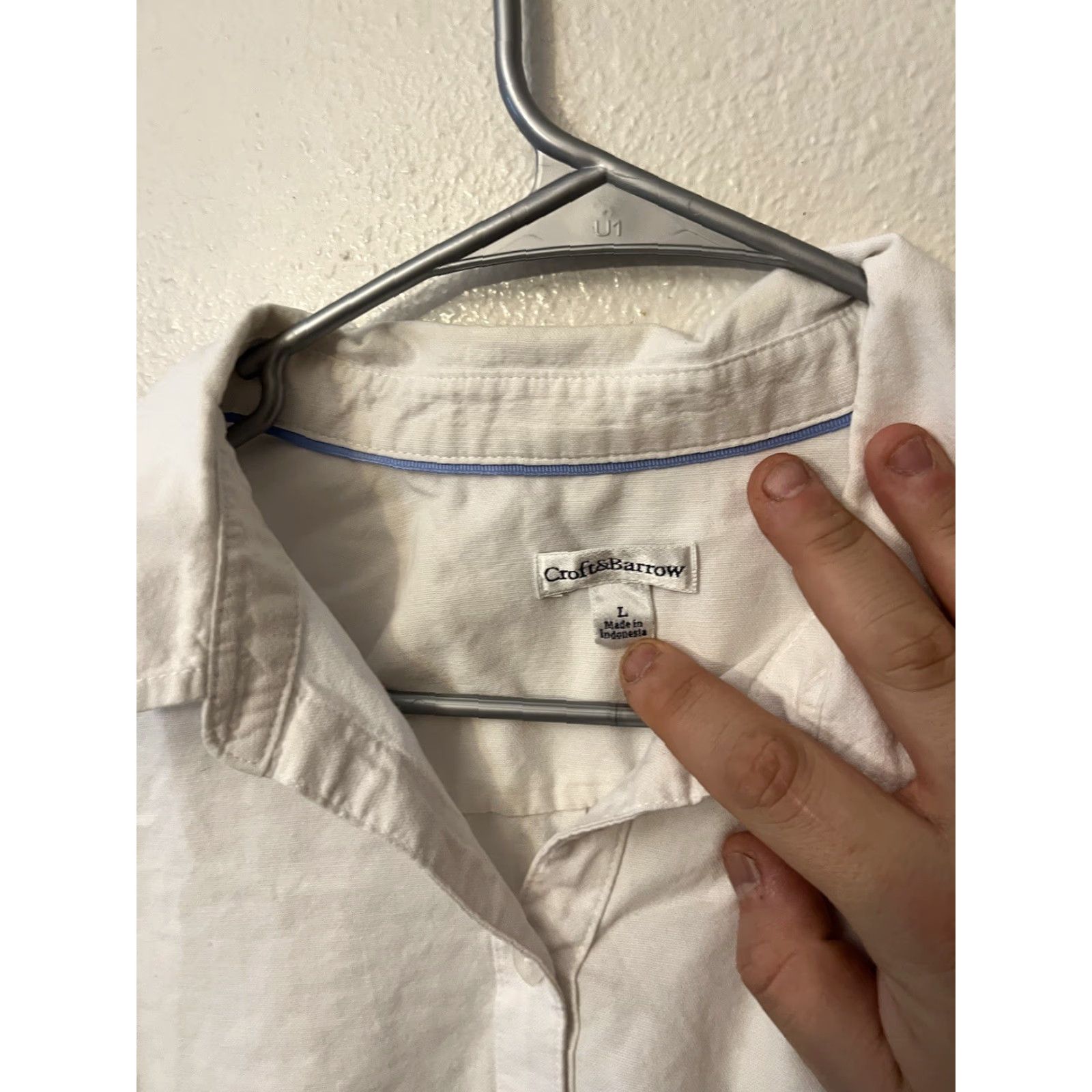 Croft & Barrow Croft & Barrow Shirt Women Button-Up White Size Large Casual Cotton Neck Collared Long Sleeve | Button-Up | Regular Fit Size L / US 10 / IT 46 - 3 Thumbnail