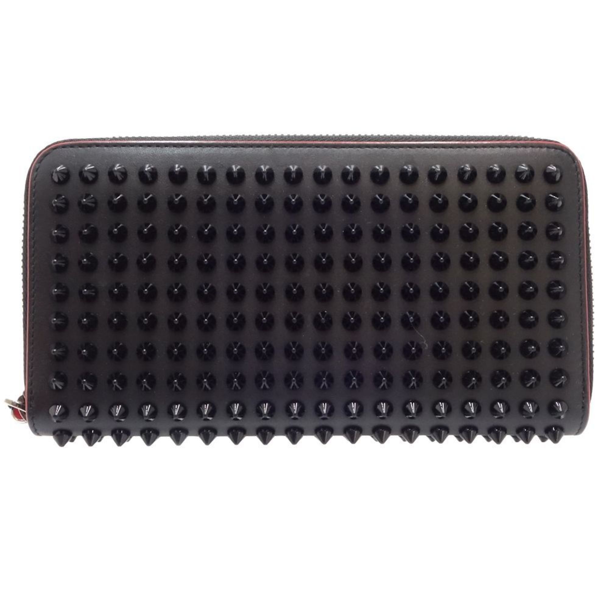 image of Vintage Christian Louboutin Long Wallet 3135058 Panettone Studs Leather Black Red 180392, Women's