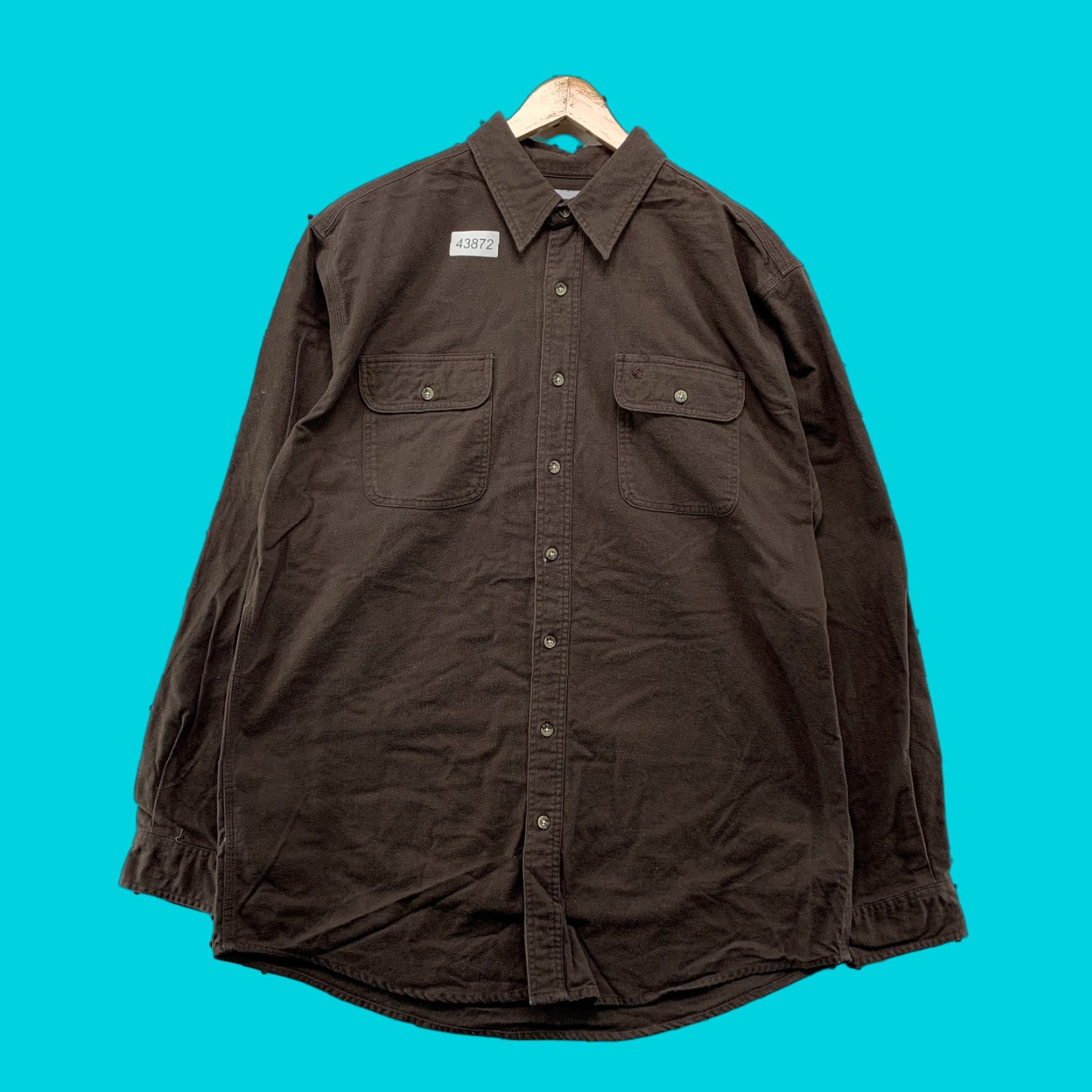 Carhartt Carhartt Heavyweight Shirt Mens XLT XL Tall Brown Canvas Button-Up Workwear Outdoor Mens Size US XL / EU 56 / 4 - 1 Thumbnail