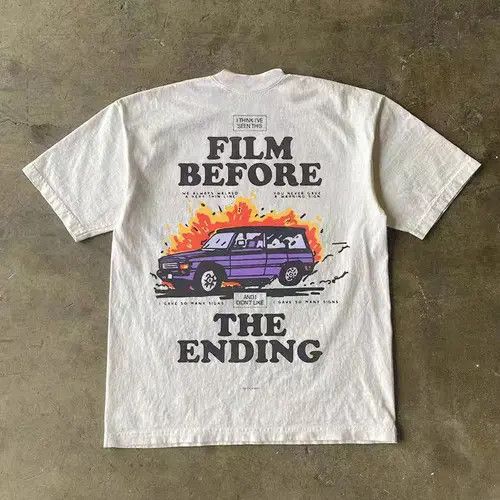 Other Washed retro flame car trend all-match tee Size US L / EU 52-54 / 3 - 5 Thumbnail