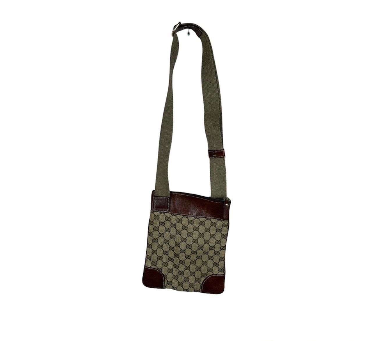 Vintage rare Gucci vintage canvas messenger bag GG monogram leather Size ONE SIZE - 2 Thumbnail