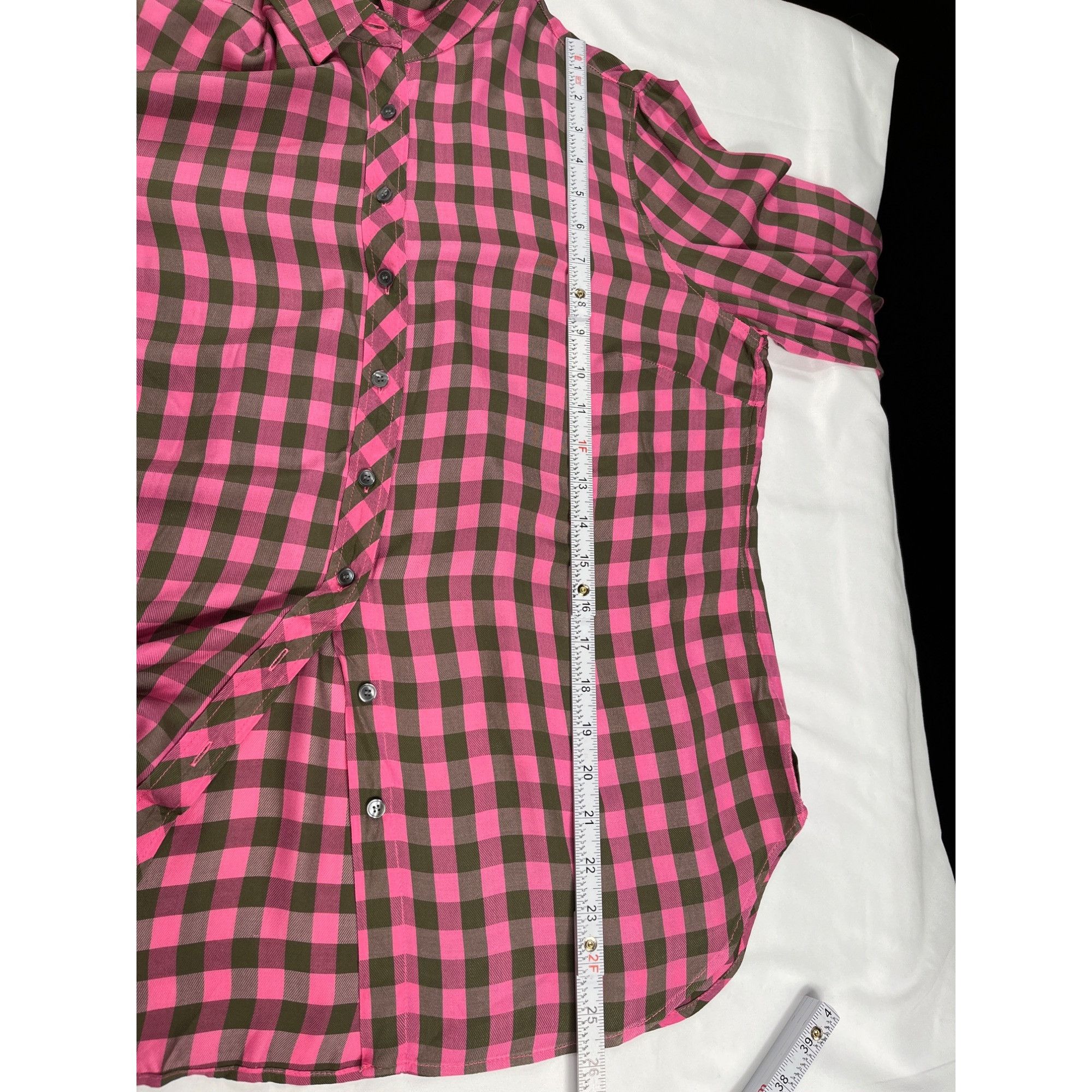 Talbots Talbots SKU 7694 Womens Pink and Brown Checkered Button Up B Size L / US 10 / IT 46 - 5 Thumbnail