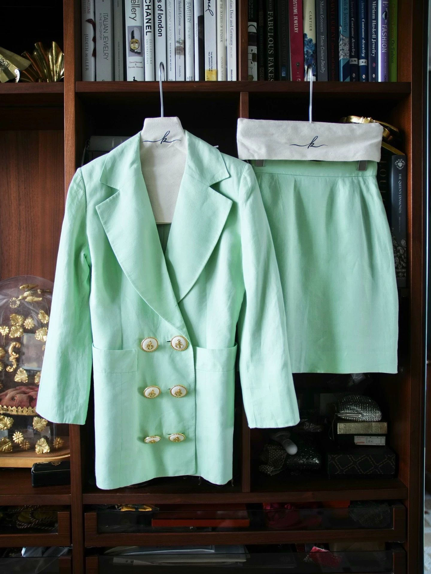 Dior Dior 90s Fresh Green Linen Skirt Suit Set by Ferre Size S / US 4 / IT 40 - 2 Thumbnail