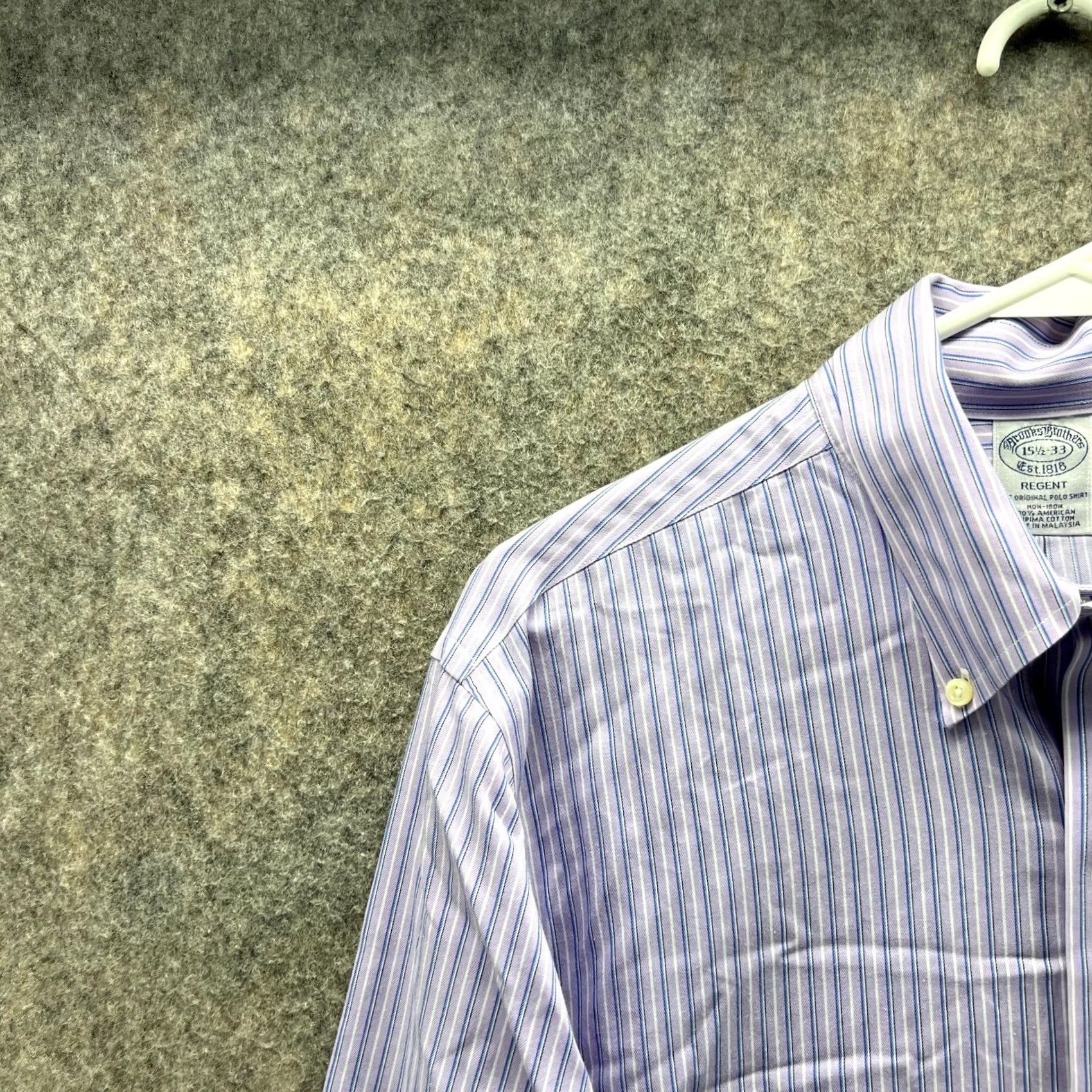 Brooks Brothers Brooks Brothers Shirt Men 15.5 33 Adult Purple Striped Button-Down Regent Button-Up Long Sleeve N/A Size US L / EU 52-54 / 3 - 3 Thumbnail