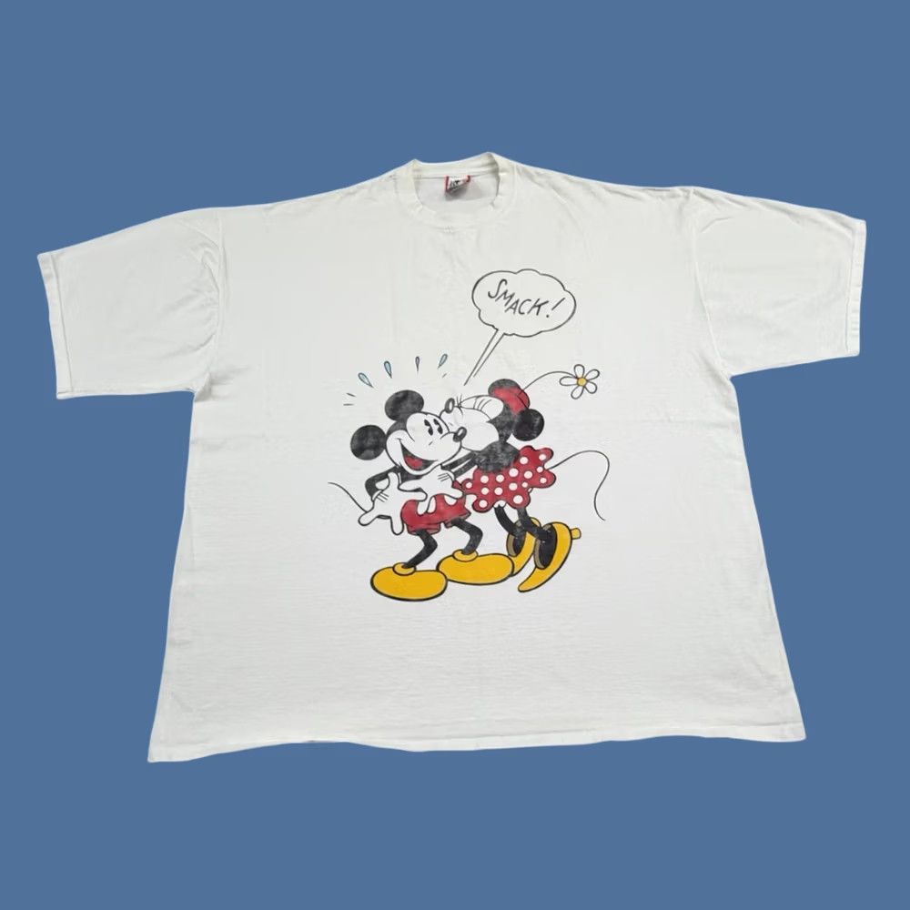 Disney VINTAGE Disney T-Shirt Men’s One Size White 90s Mickey Minnie Logo Crew Neck Cotton Knit Relaxed Size US M / EU 48-50 / 2 - 1 Thumbnail