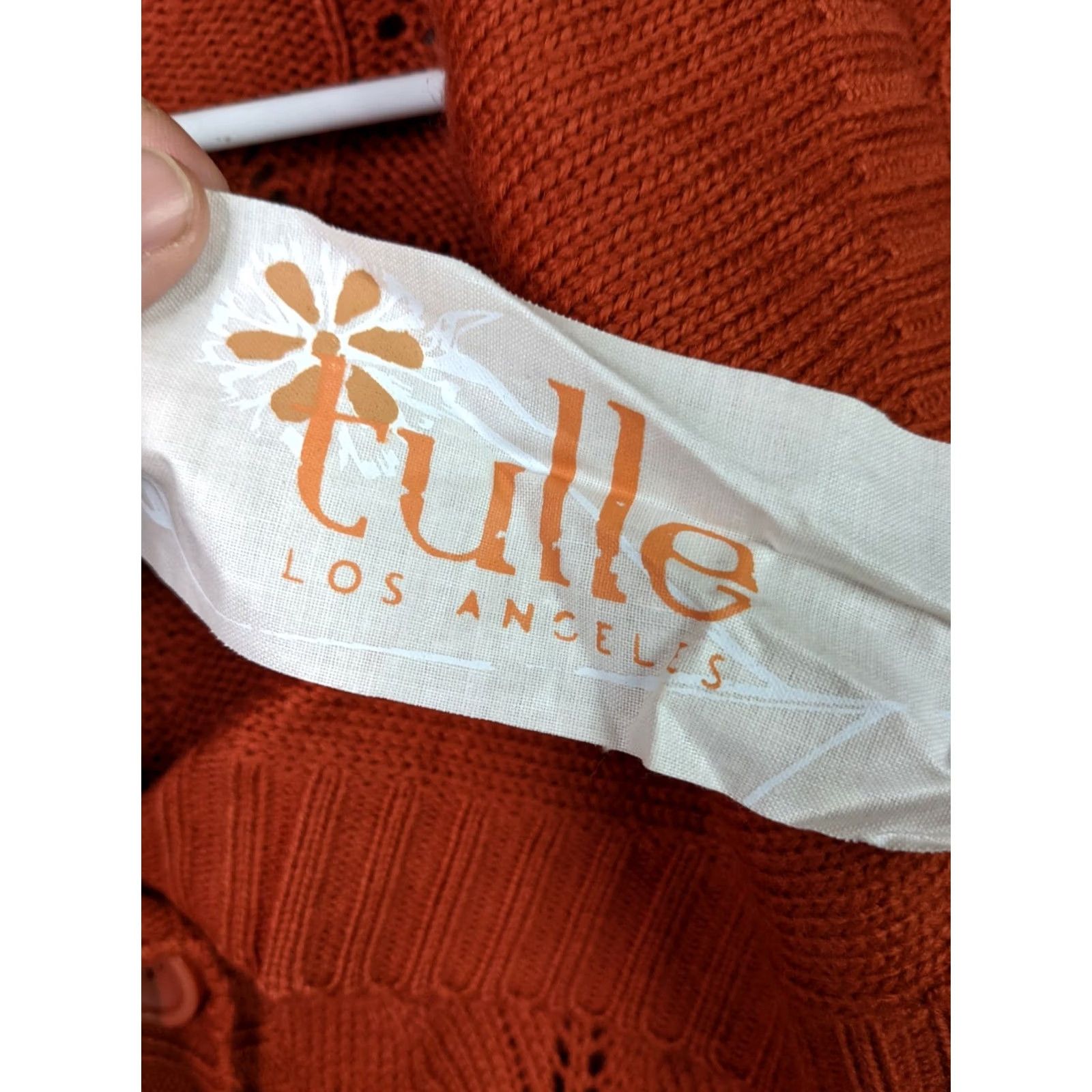 Vintage Tulle Los Angeles Women's Orange Button Up Long Sleeve Sweater Size L/G Knit Regular Pullover All Seasons Casual Modern Knit Orange Womens Size L / US 10 / IT 46 - 4 Thumbnail