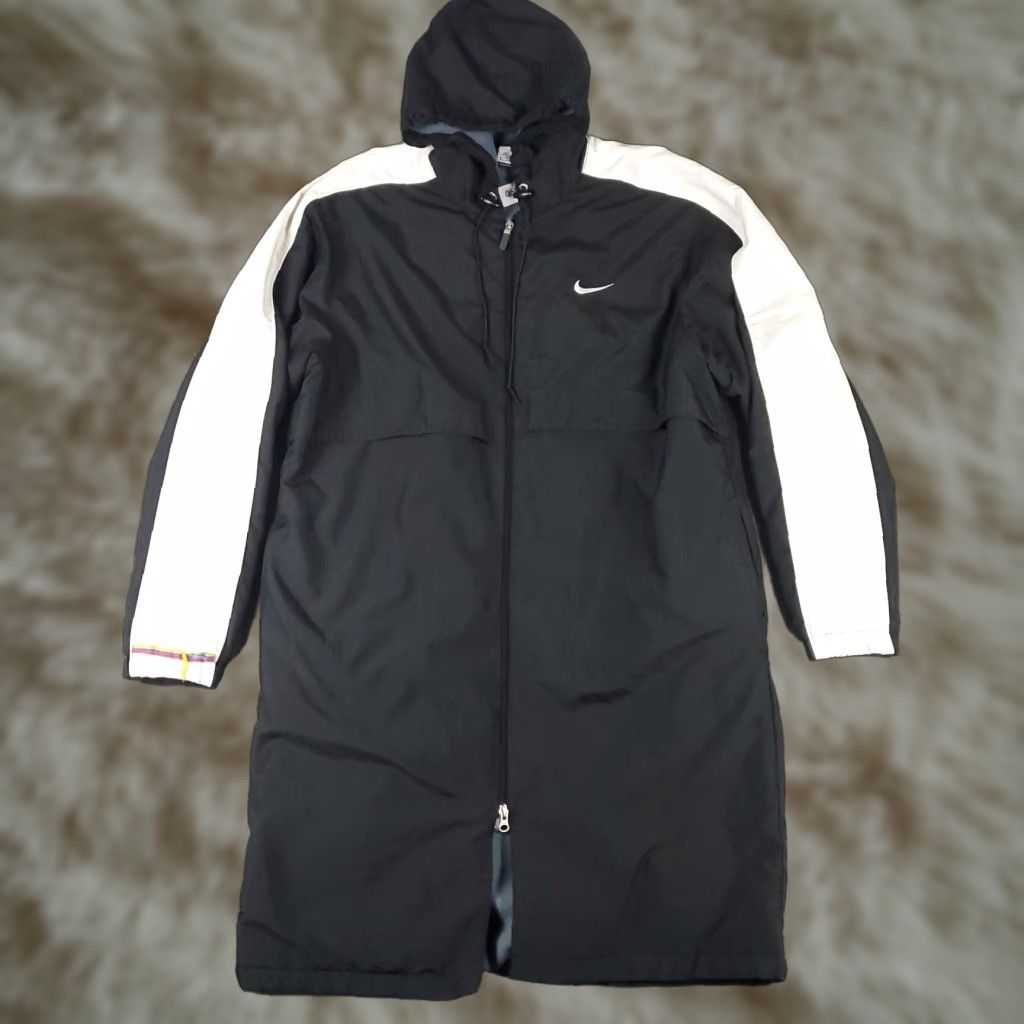 Nike Nike Jacket Mens M Black Fleece Lined Trench Coat Full Zip Hooded Pockets Logo Zipper Winter All Seasons Long Regular Size US M / EU 48-50 / 2 - 1 Thumbnail